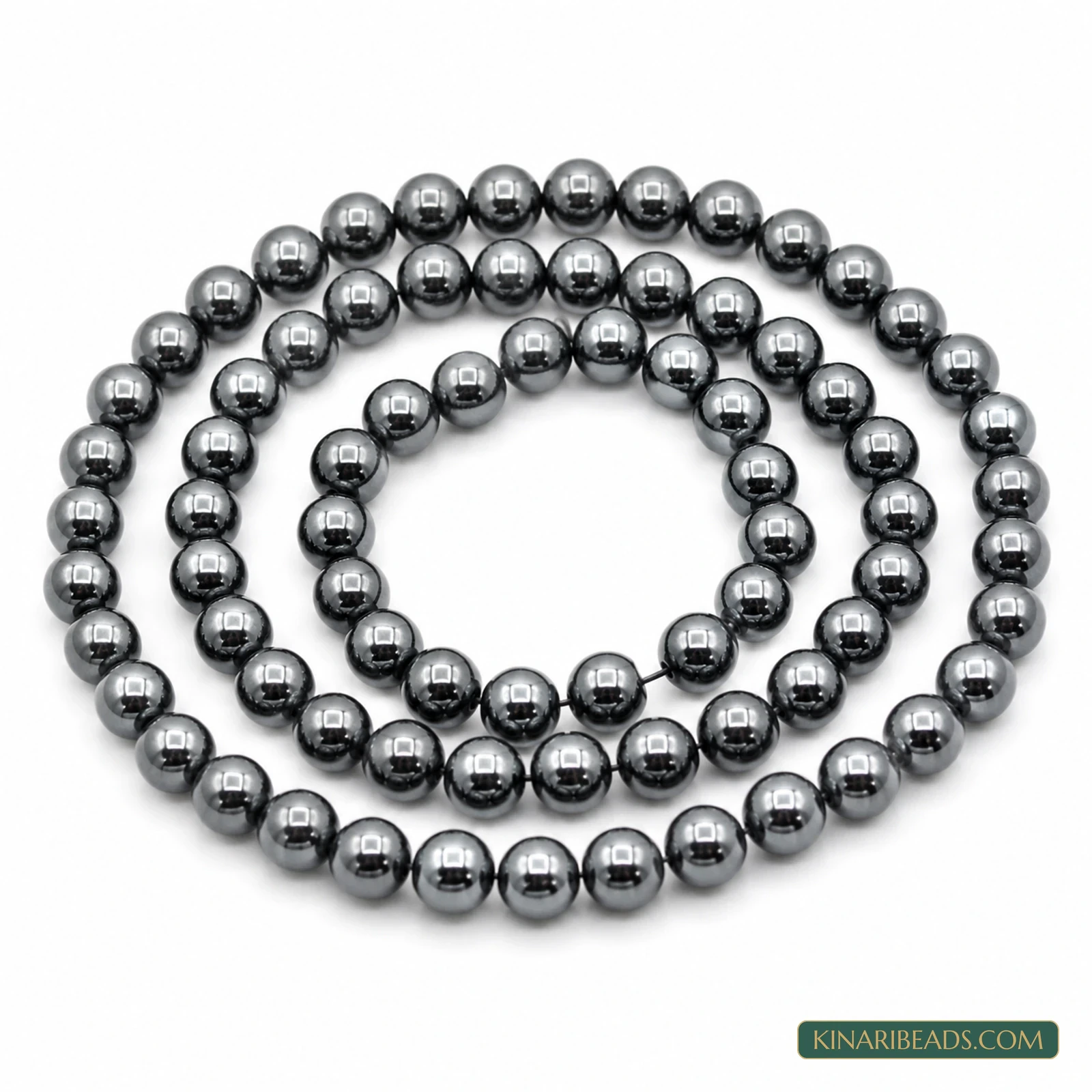 8mm Magnetic Hematite-Style Round Beads – 16 Inch String