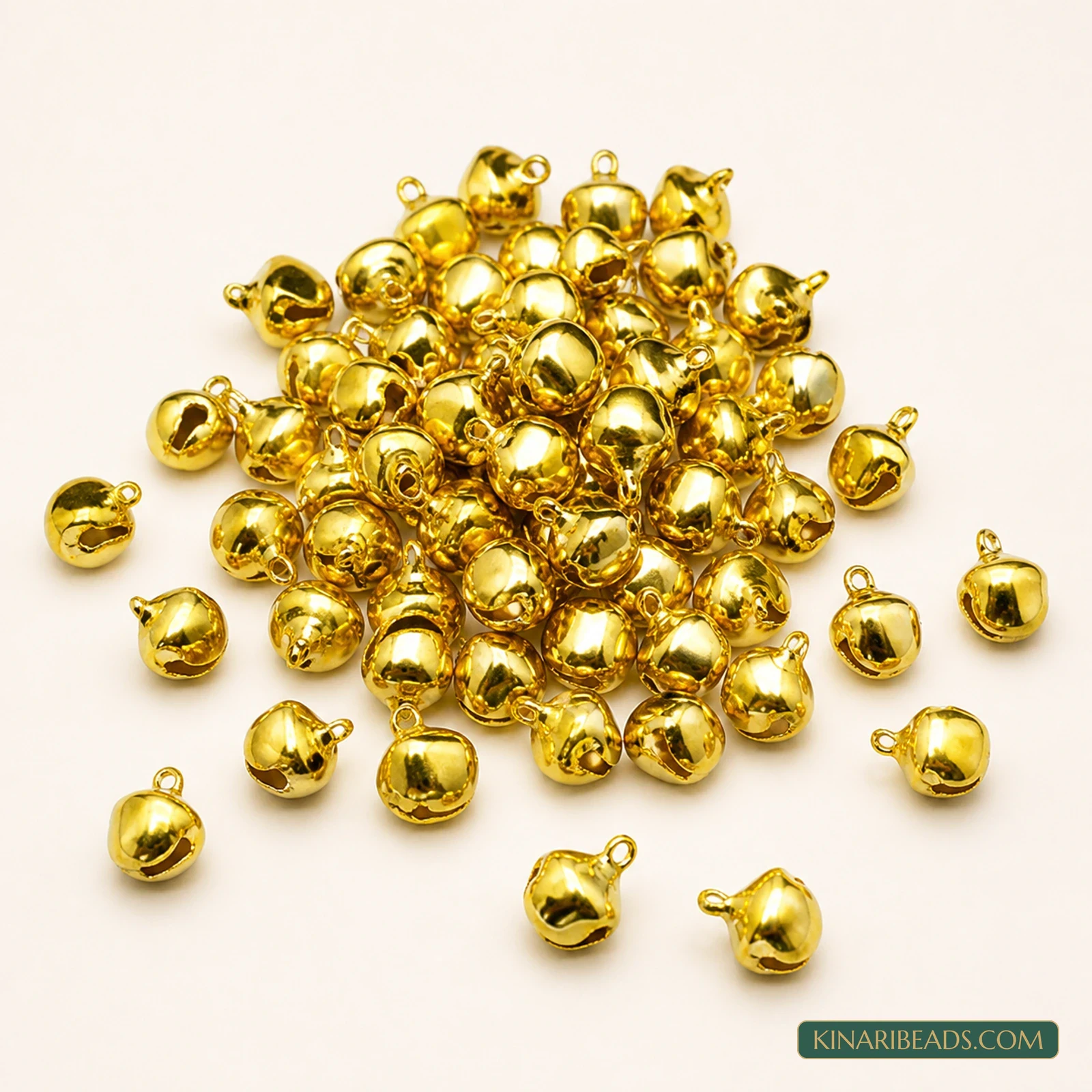 8mm Metal Ghungroo Jingle Bell Beads – Gold & Silver, 100g - Golden colour