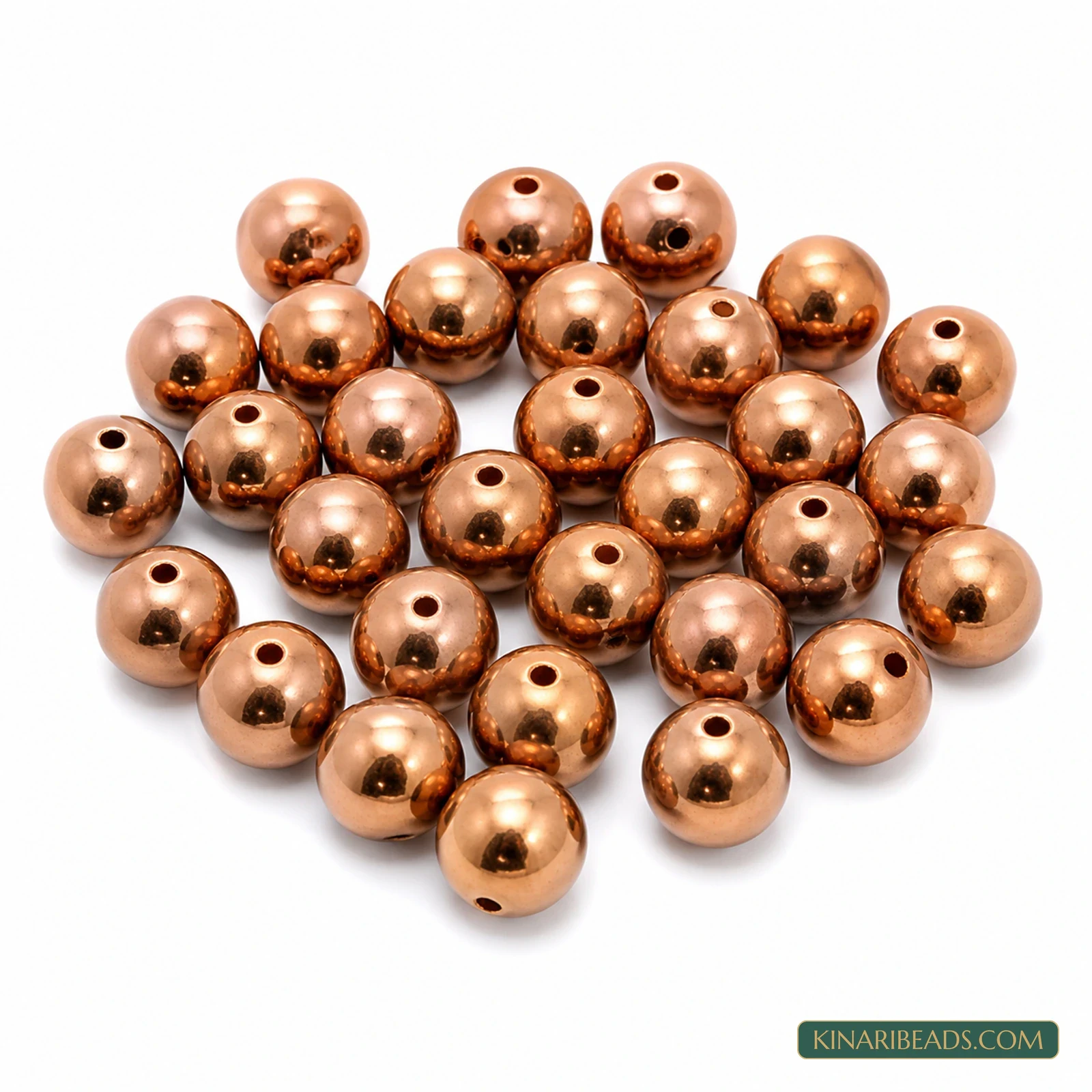 8mm Round CCB Acrylic Beads - Golden & Copper, 100 Pcs