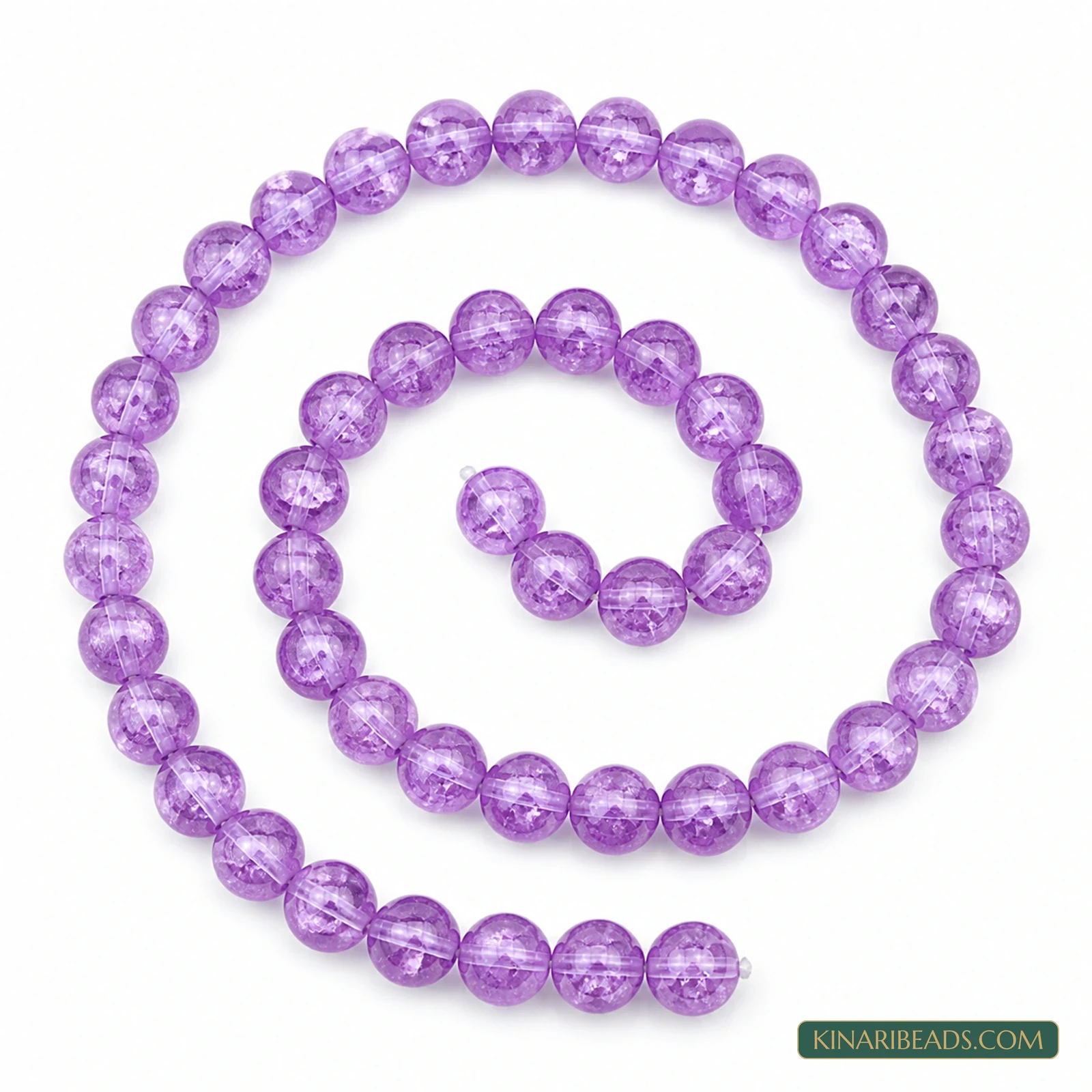 8mm Round Crackle Glass Beads – 15 Inch String