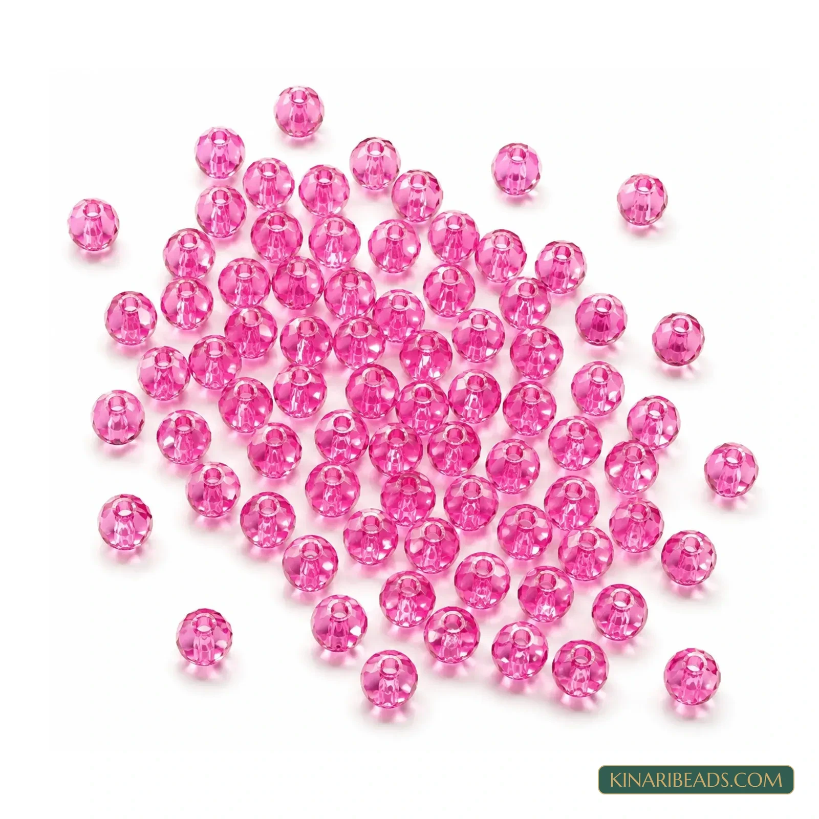 8mm Transparent Diamond-Cut Faceted Round Acrylic Beads - 100g - Transparent Pink colour