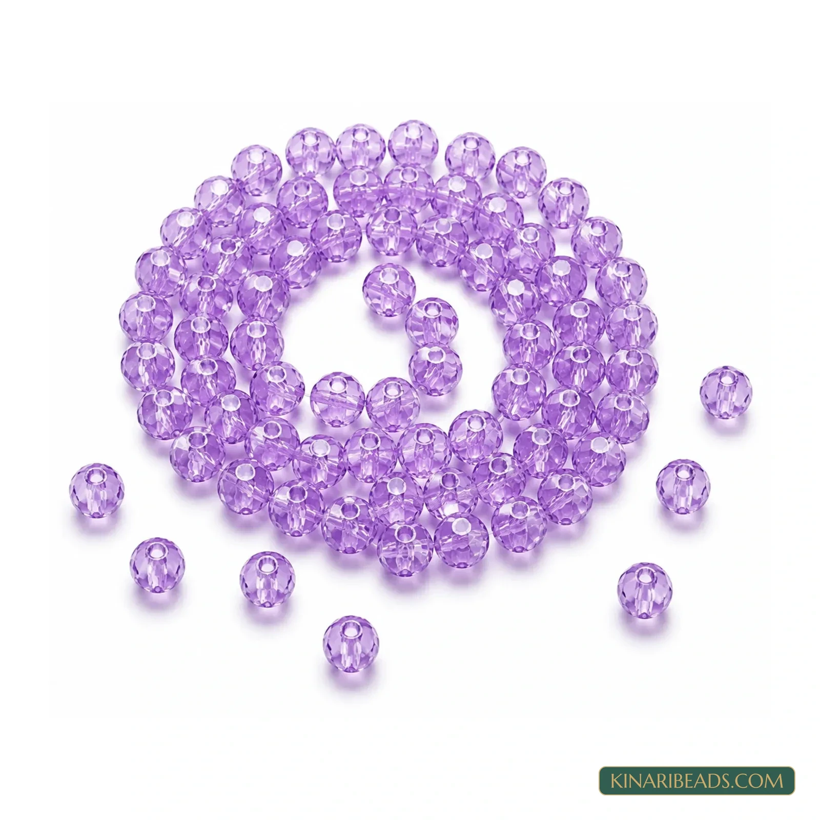 8mm Transparent Diamond-Cut Faceted Round Acrylic Beads - 100g - Transparent Purple colour
