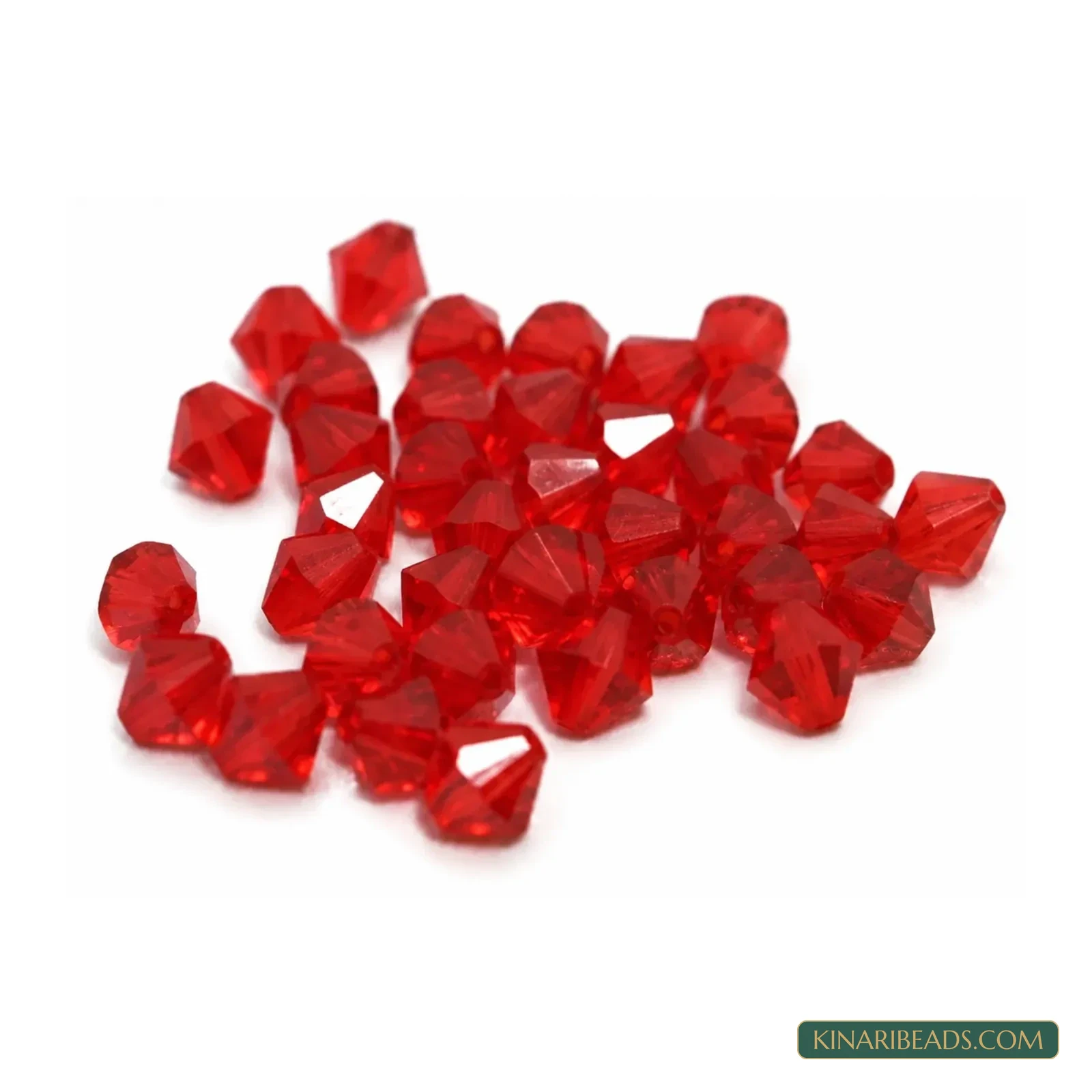8mm Transparent Faceted Bicone Acrylic Beads for Jewellery Making - 100g - Transparent Red colour