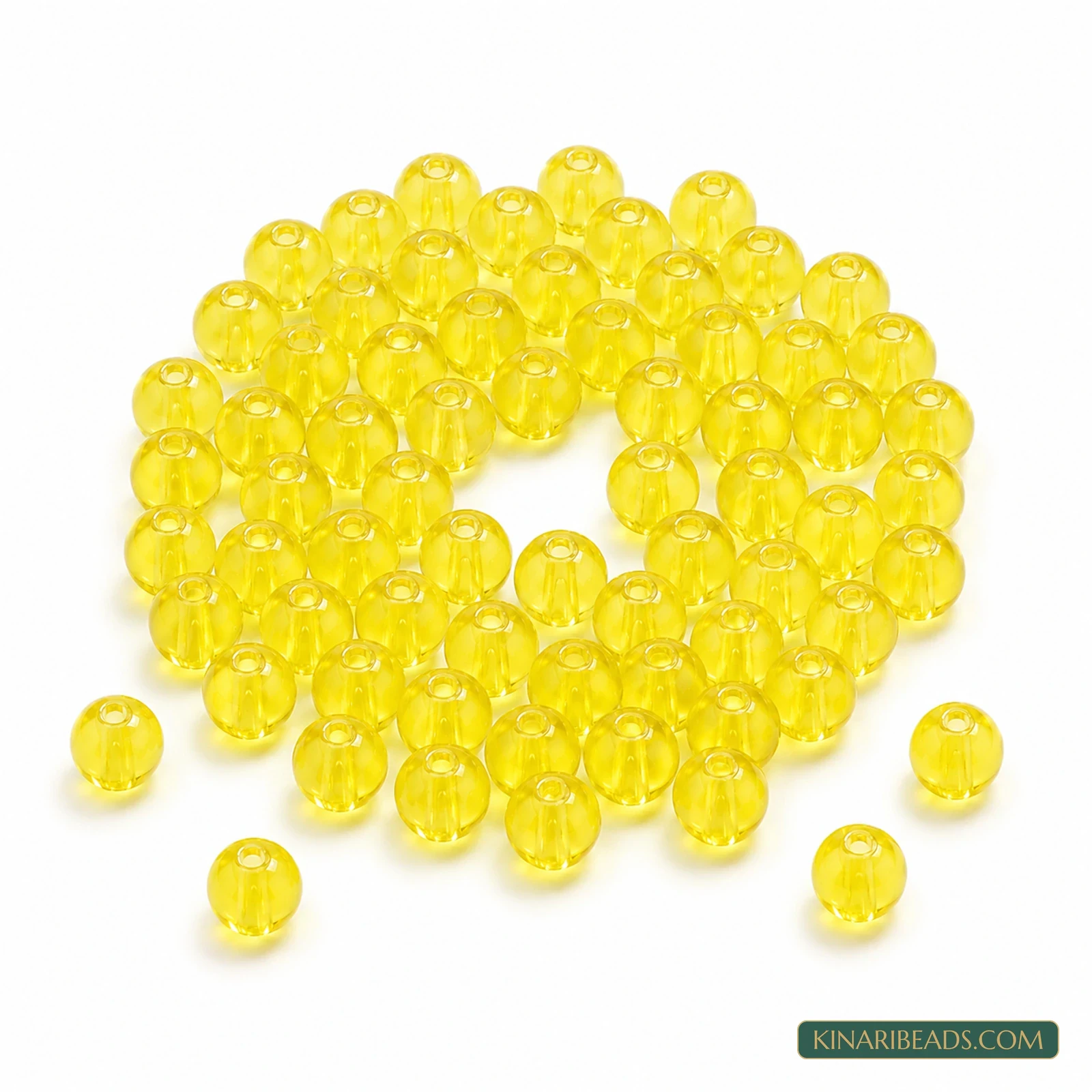 8mm Transparent Round Acrylic Beads - 100g - Transparent Yellow colour