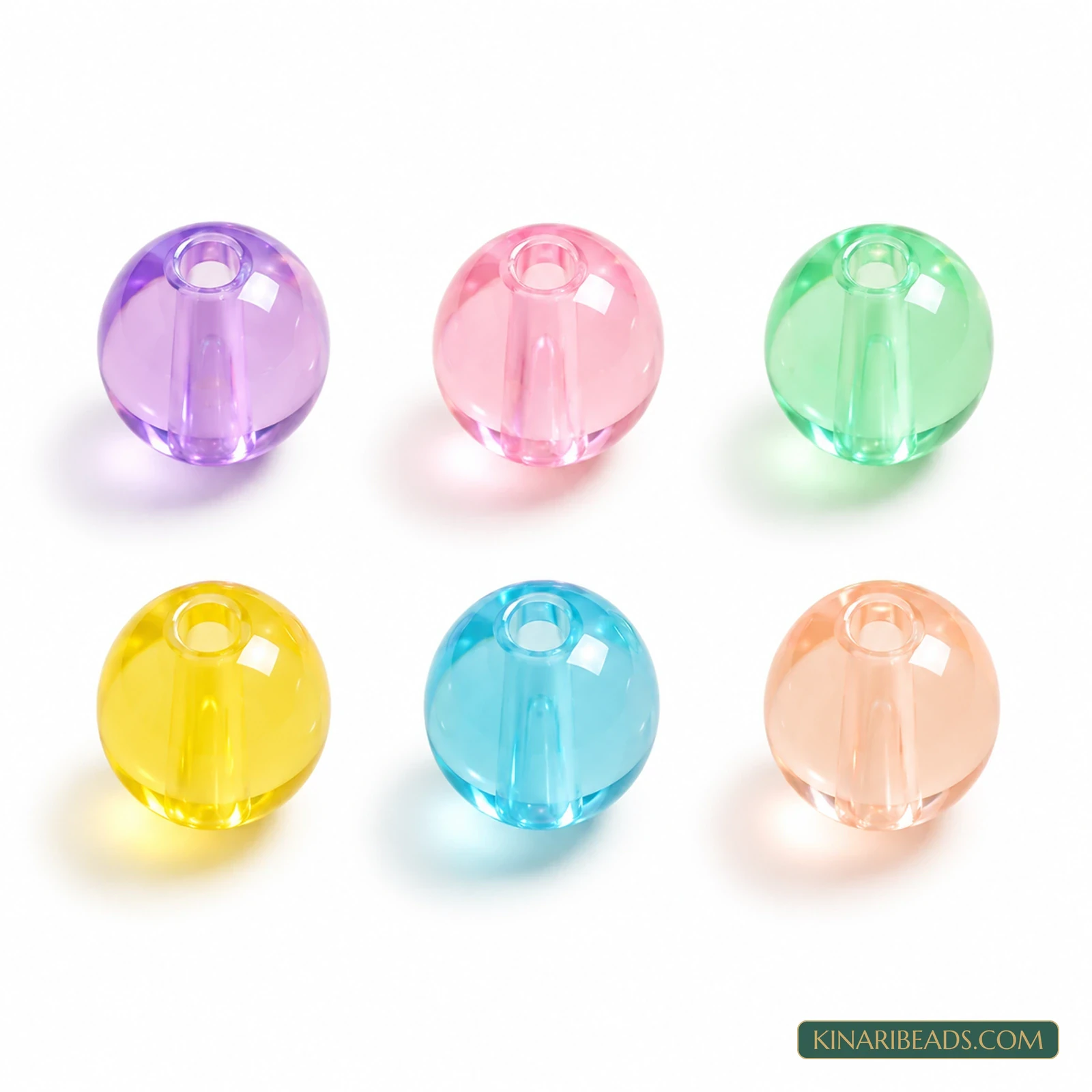 8mm Transparent Round Acrylic Beads 6-Colour Combo - 300 Pcs product image