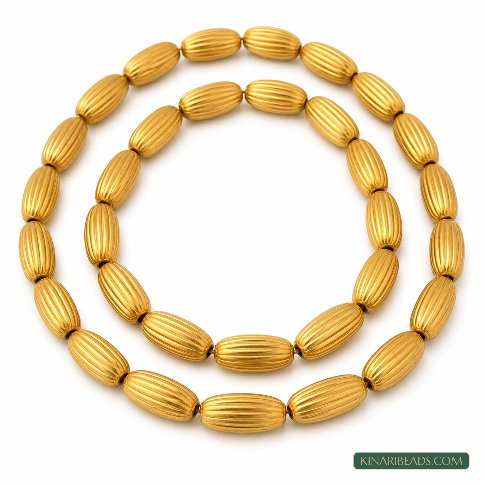 8x4mm Gold Plated Brass Kharbuja Oval Beads - 2 Strings