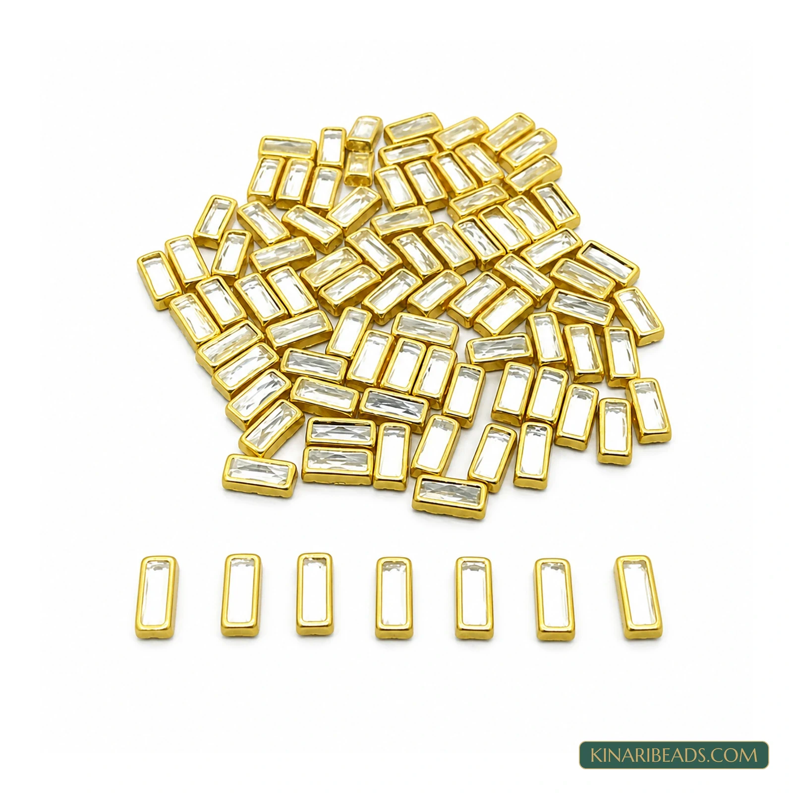 8×4mm Rectangle Golden Kundan Stones – 100g