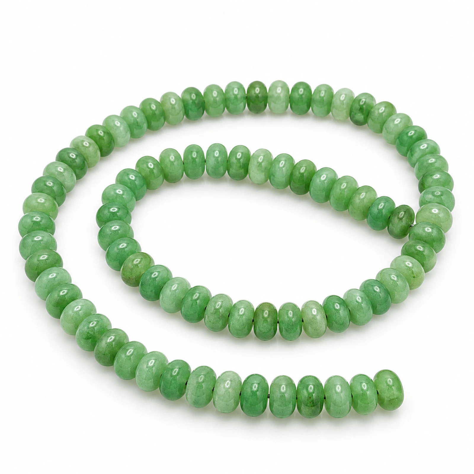 8x5mm Green Aventurine Rondelle Beads - 1 String