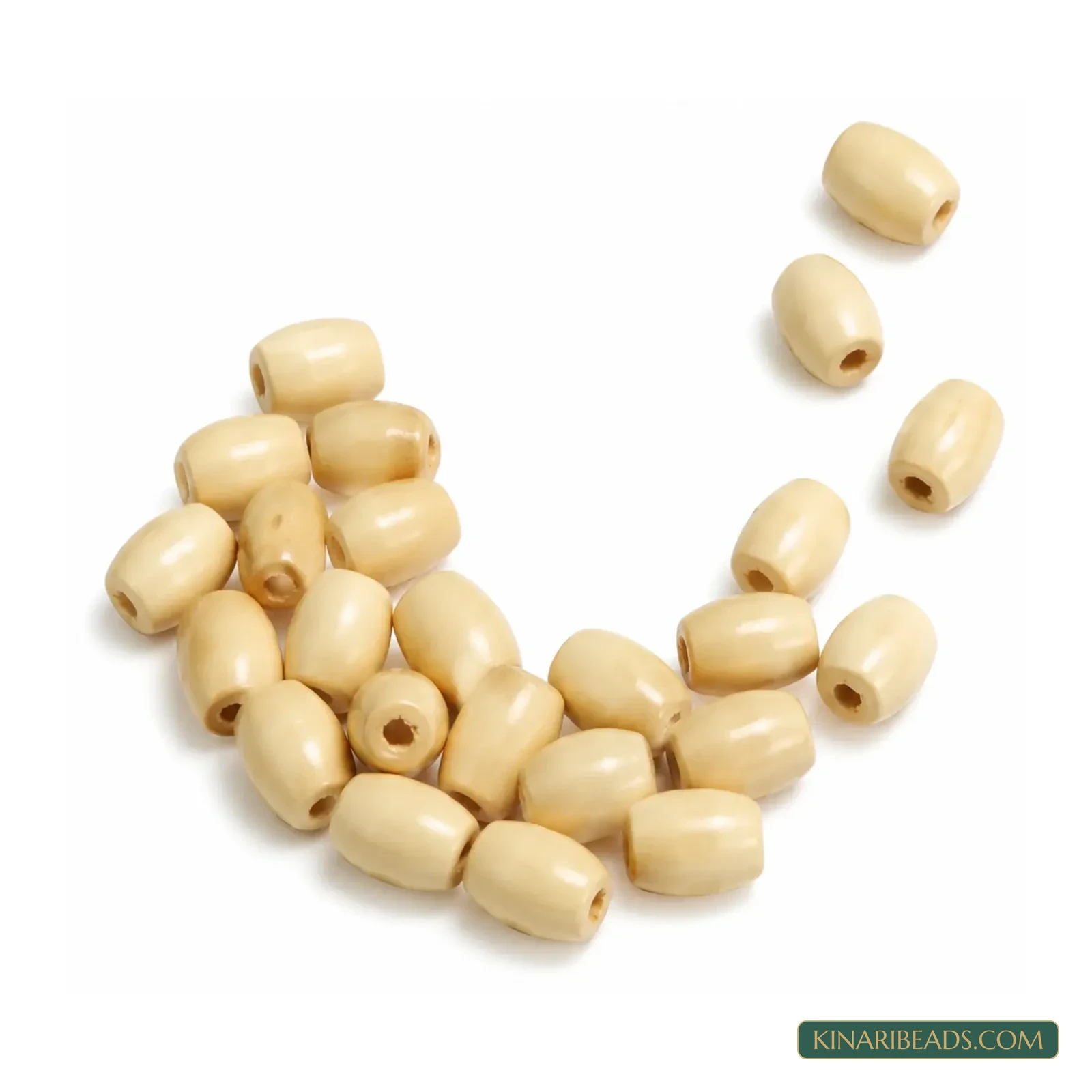 8x5mm Natural Cream Oval Wooden Spacer Beads - 100 Pcs