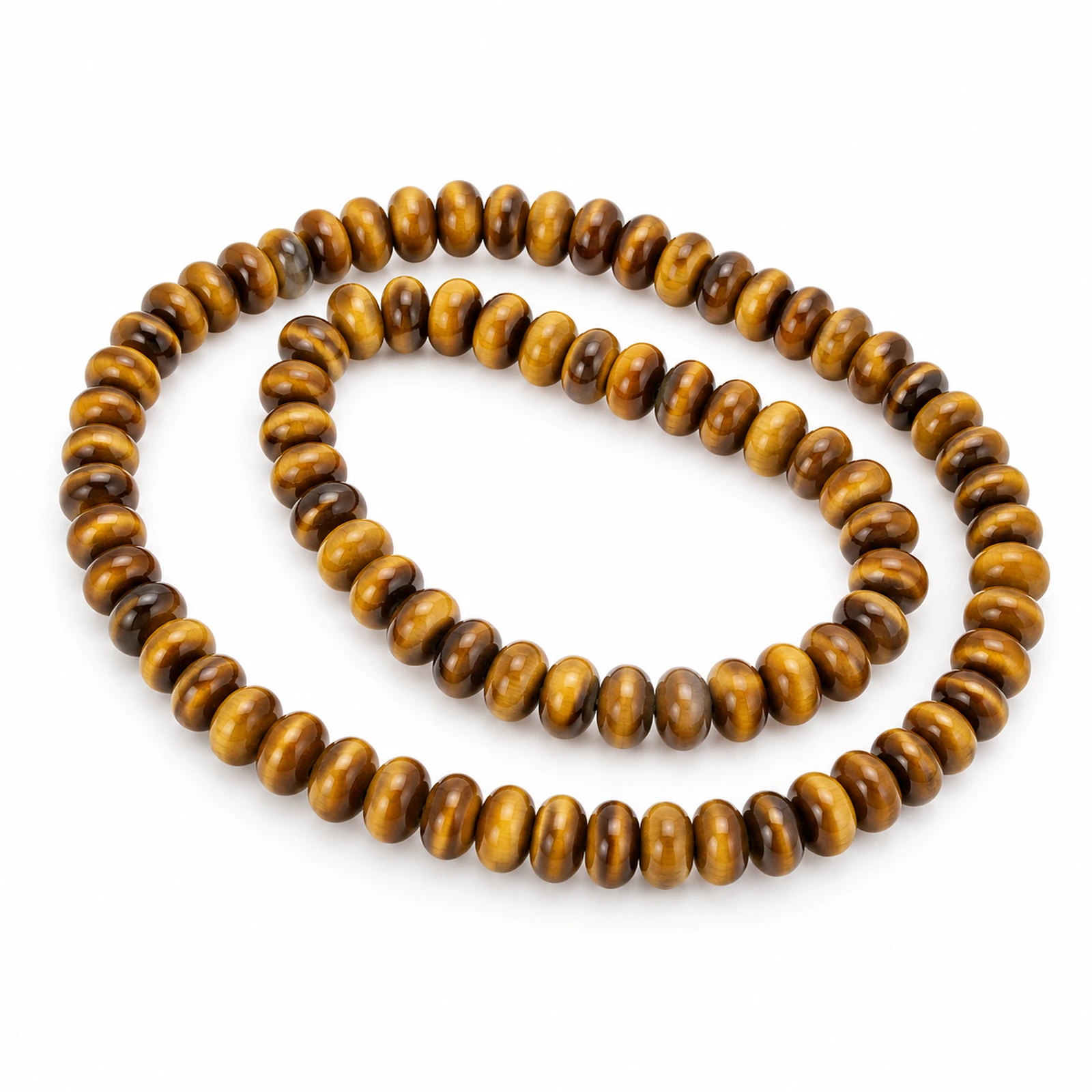 8x5mm Natural Tiger Eye Rondelle Beads - 1 String