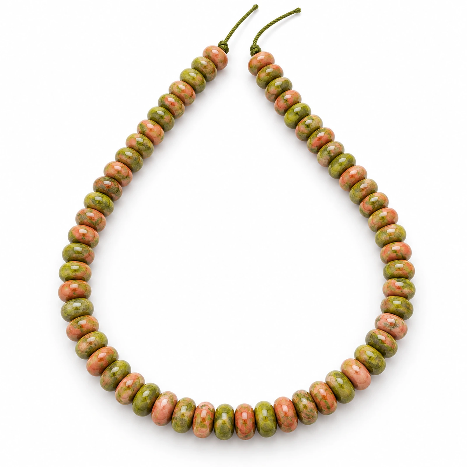 8x5mm Natural Unakite Rondelle Beads