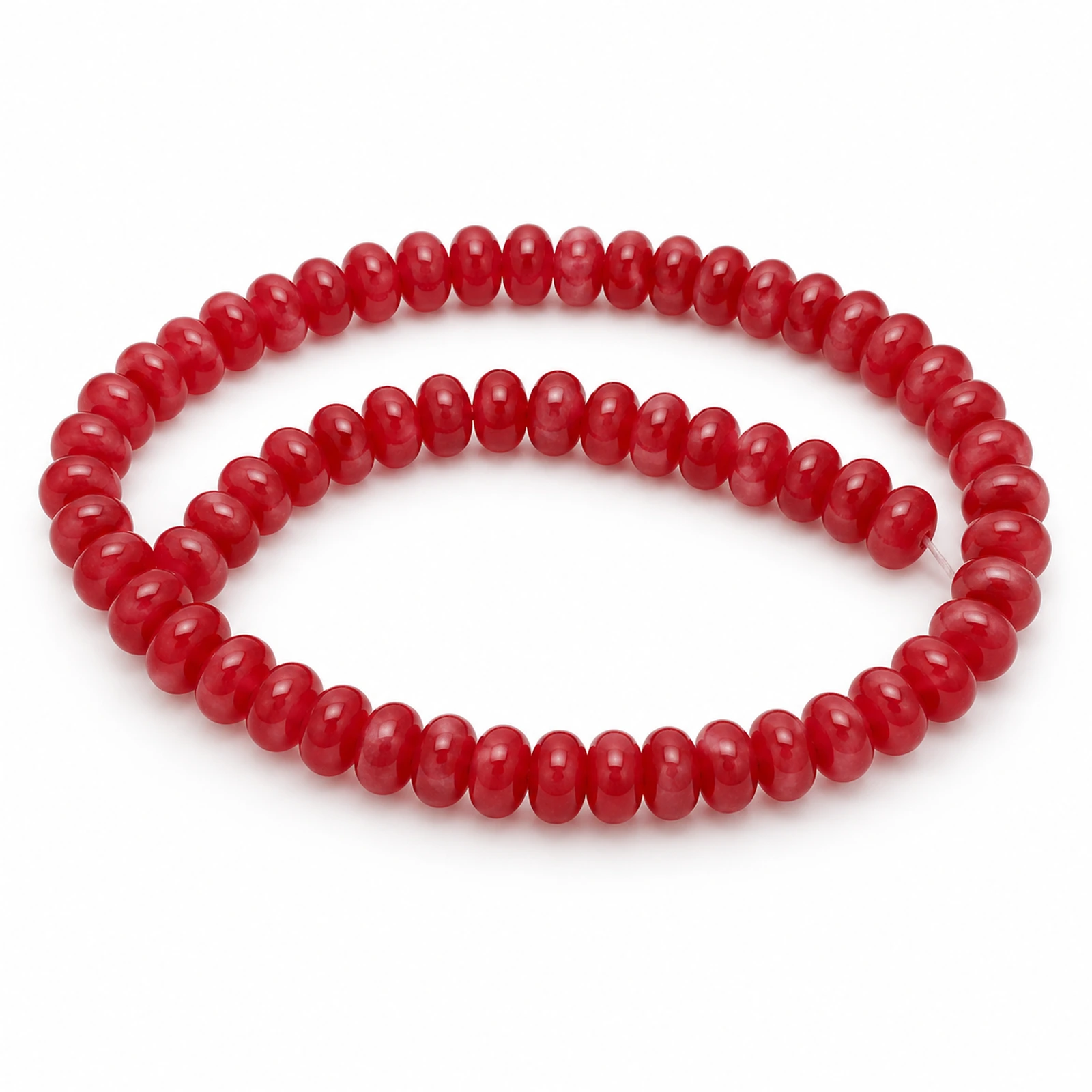8x5mm Polished Red Zed Rondelle Beads - 1 String
