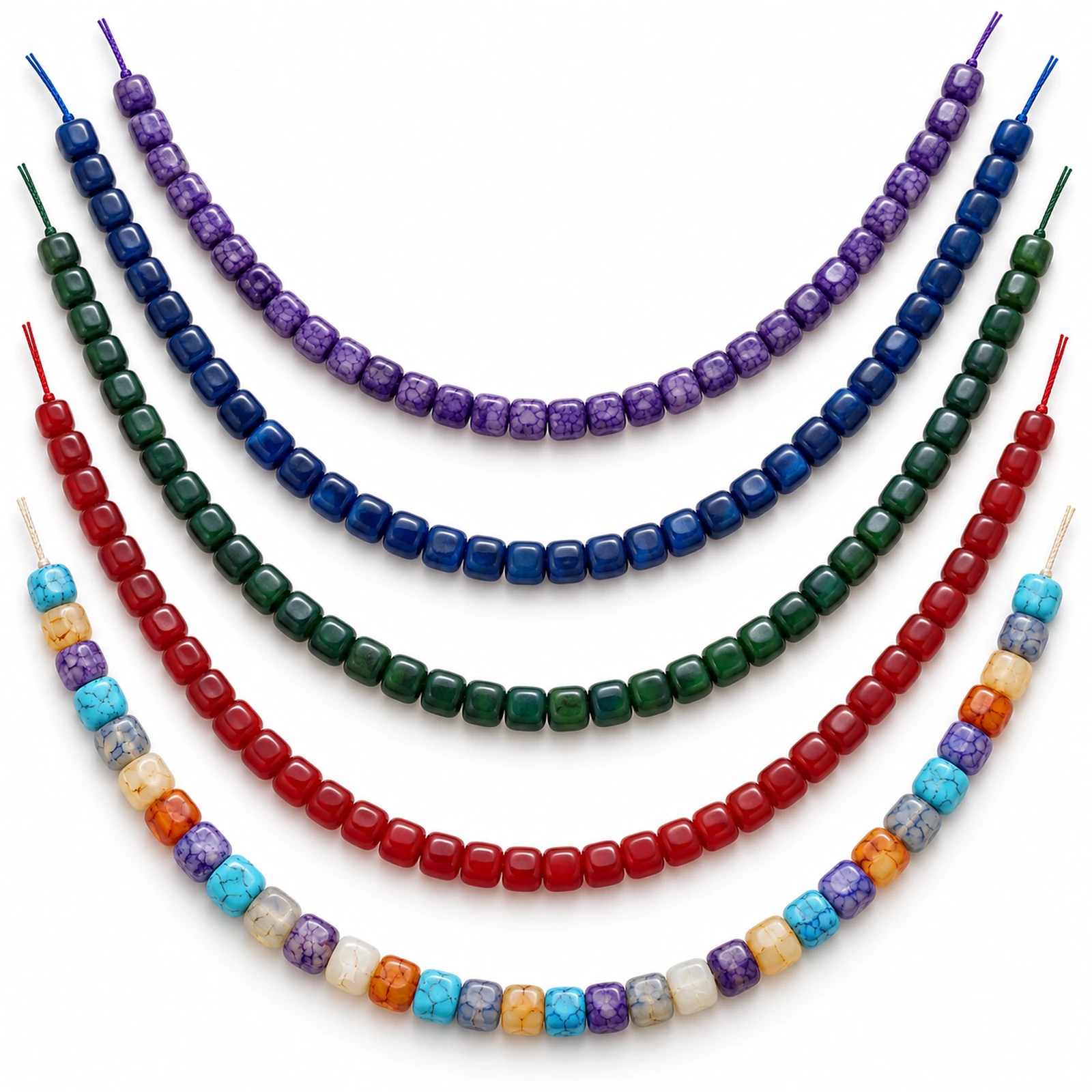 8x8mm Polished Onyx Square Beads - 5 Colours