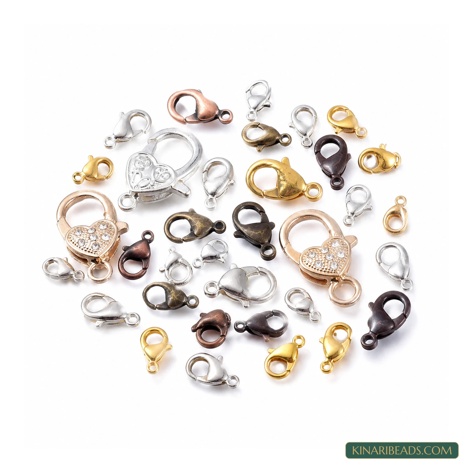 9~27x7~14x4~7mm, Brass Lobster Claw Clasps, Mixed Color – 50 Pcs / 250 Pcs product image