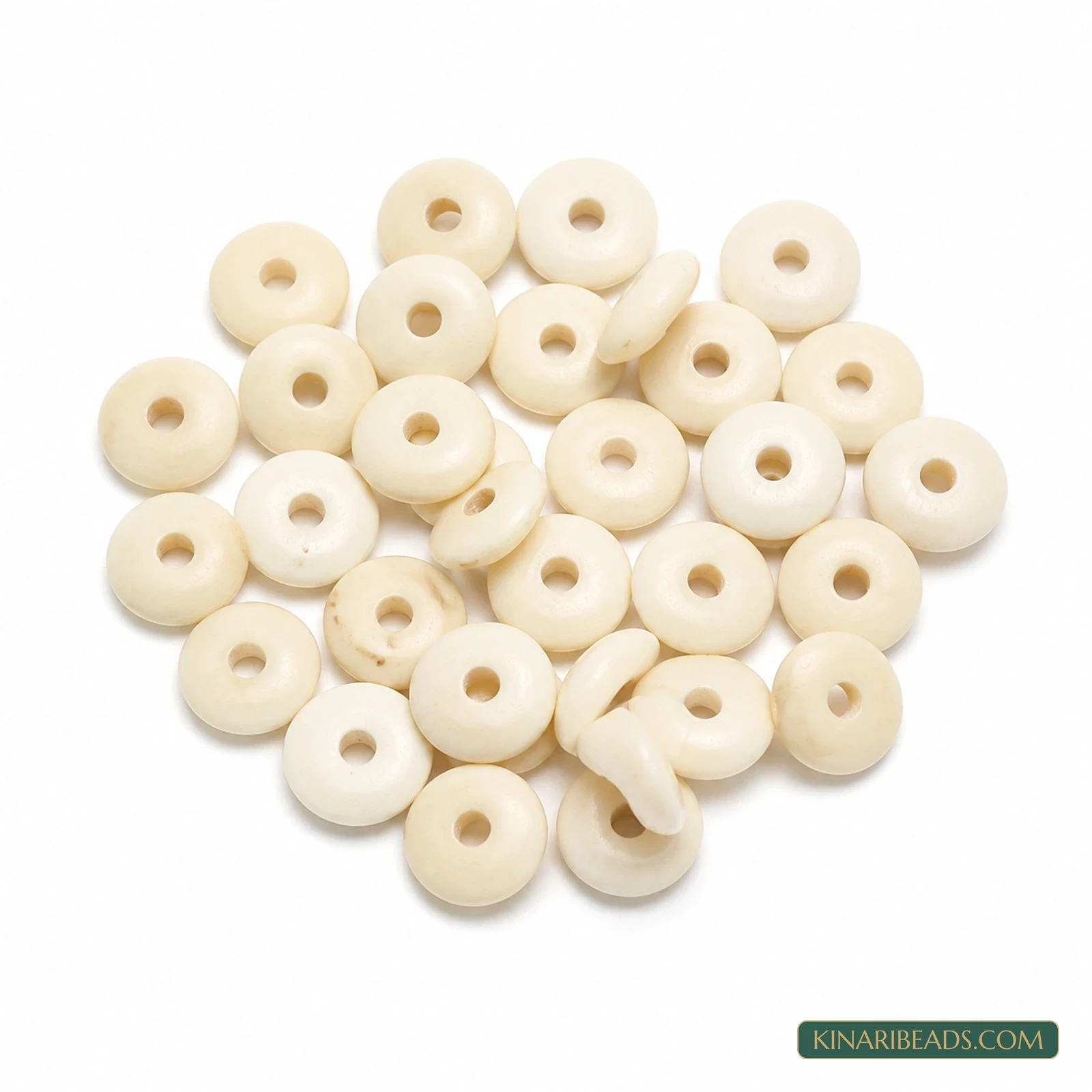 9mm Natural Bone Donut Beads - 100 Pcs