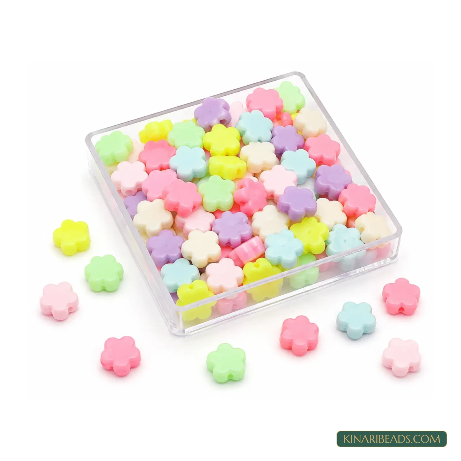9mm Pastel Multicolour Flower-Shaped Acrylic Beads - 100g (Approx. 400 Pcs) product image