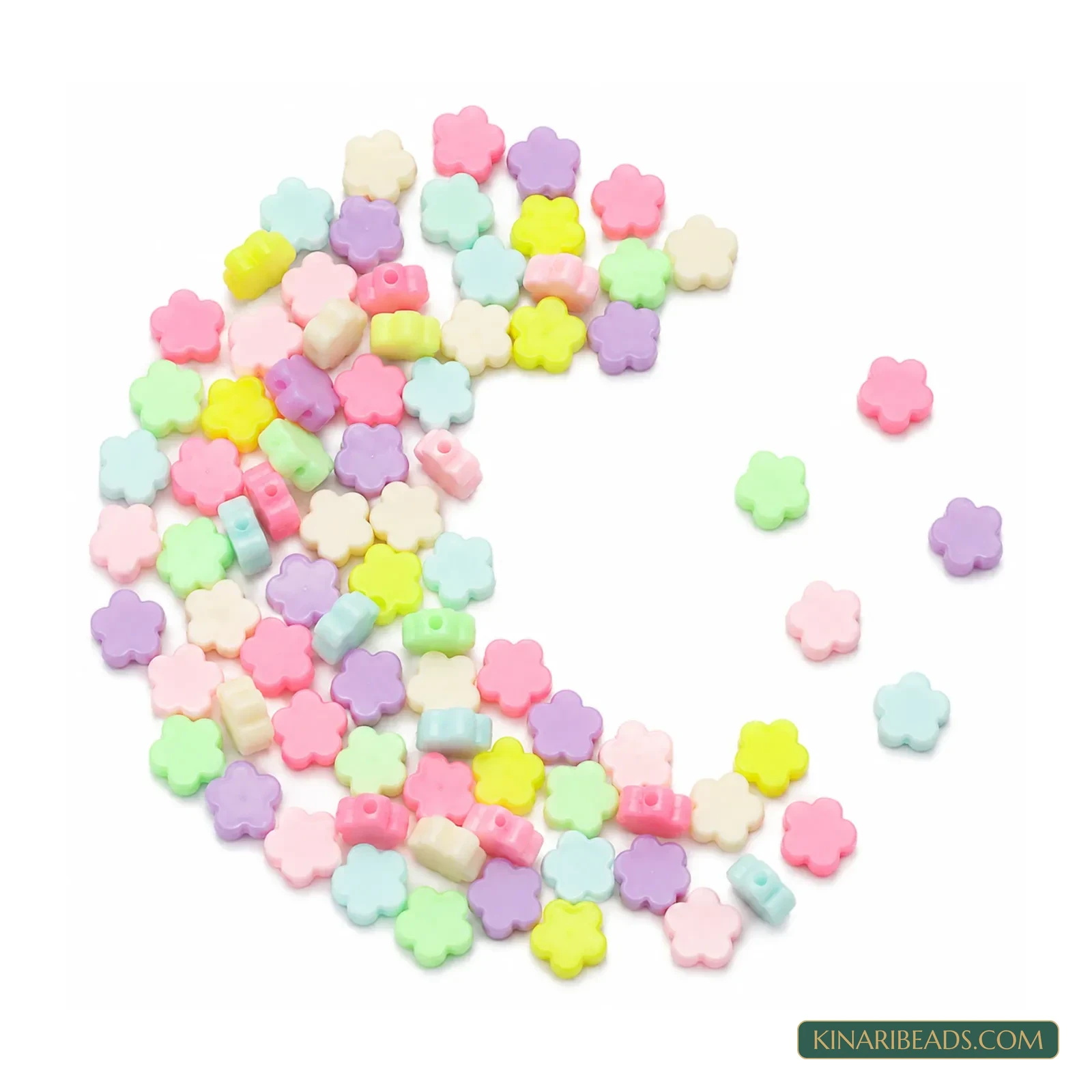 9mm Pastel Multicolour Flower-Shaped Acrylic Beads - 100g (Approx. 400 Pcs)