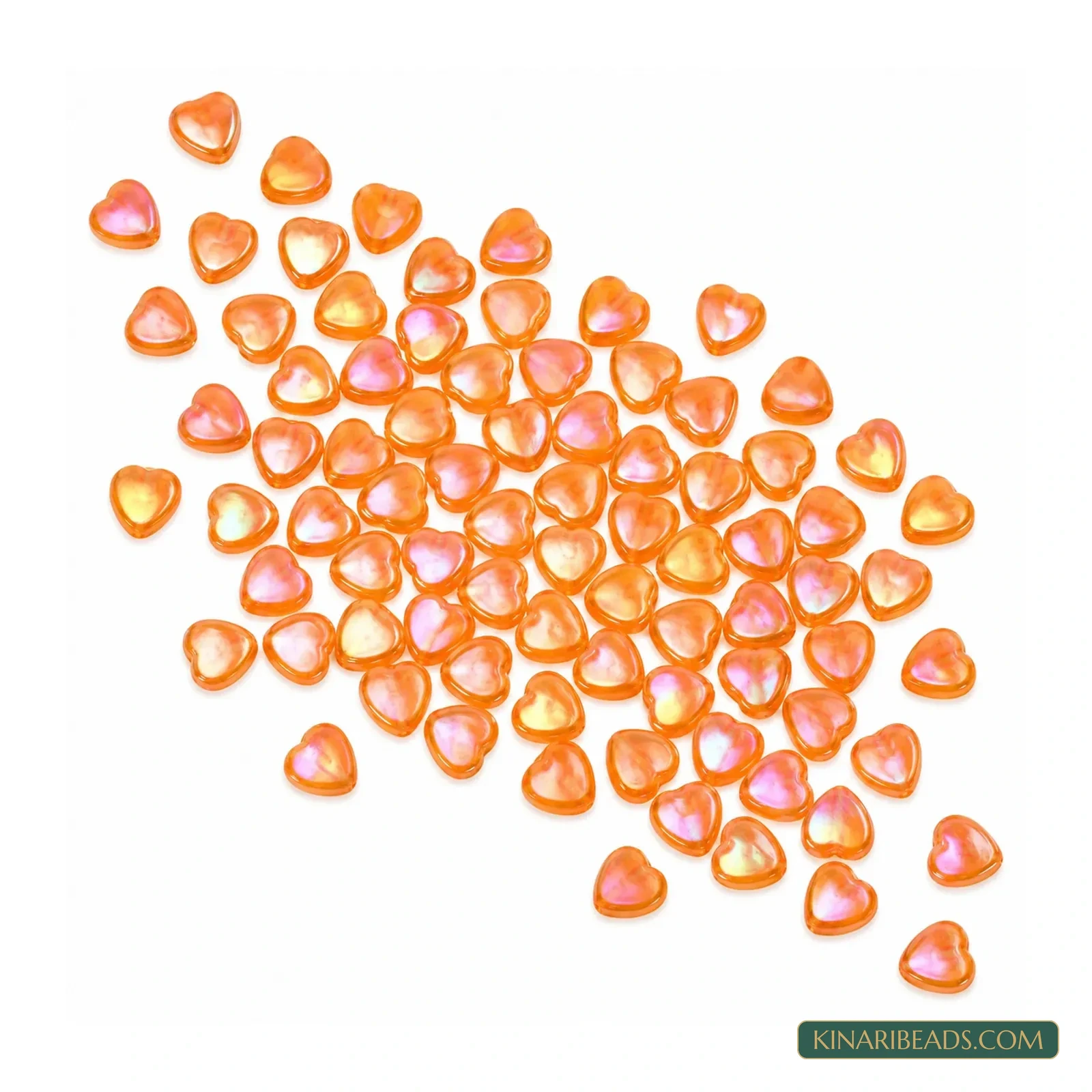 9mm Transparent Iridescent Heart Acrylic Beads - 100g (Approx. 525 Pcs)
