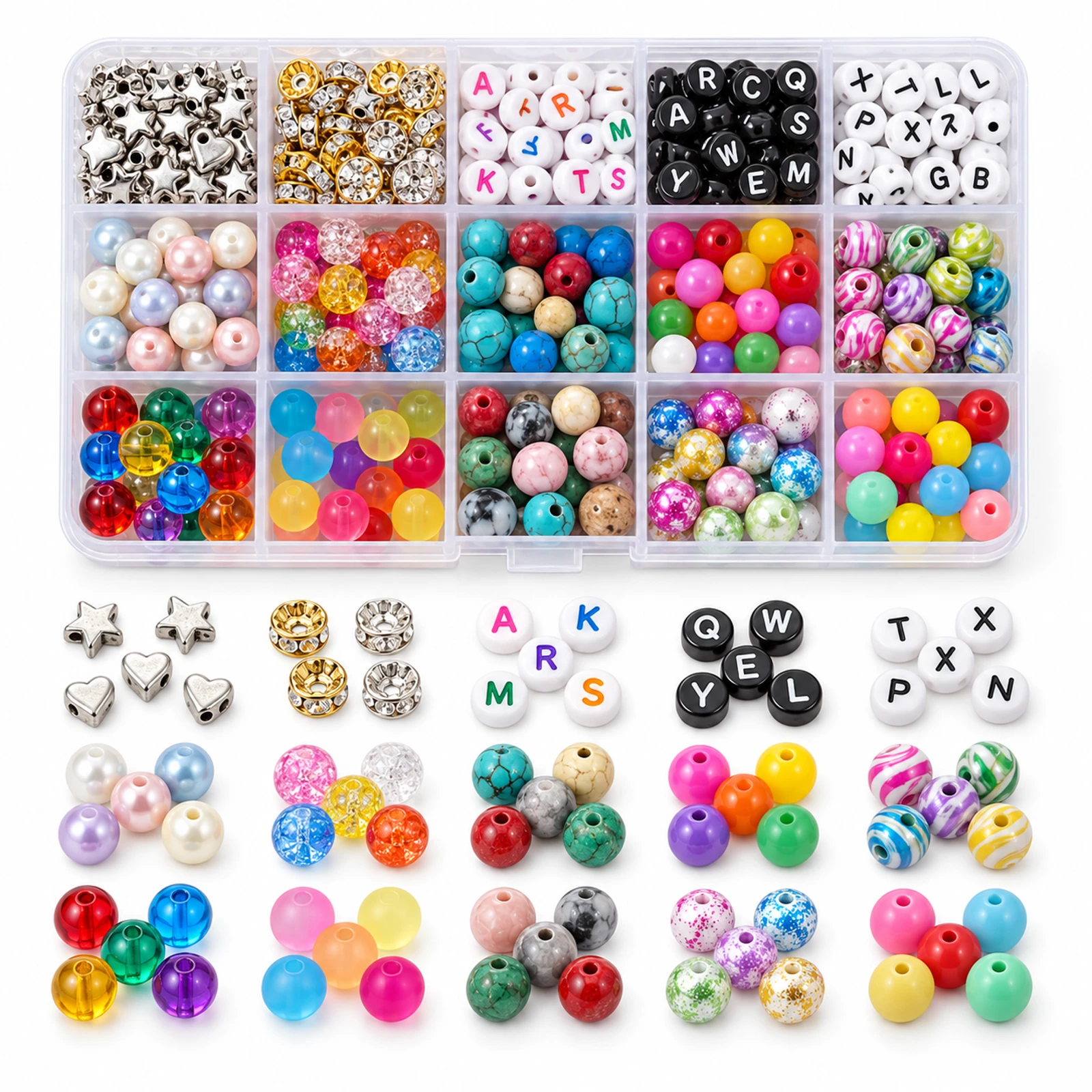 Acrylic, Alloy, Letter & Rhinestone Spacer Beads Kit