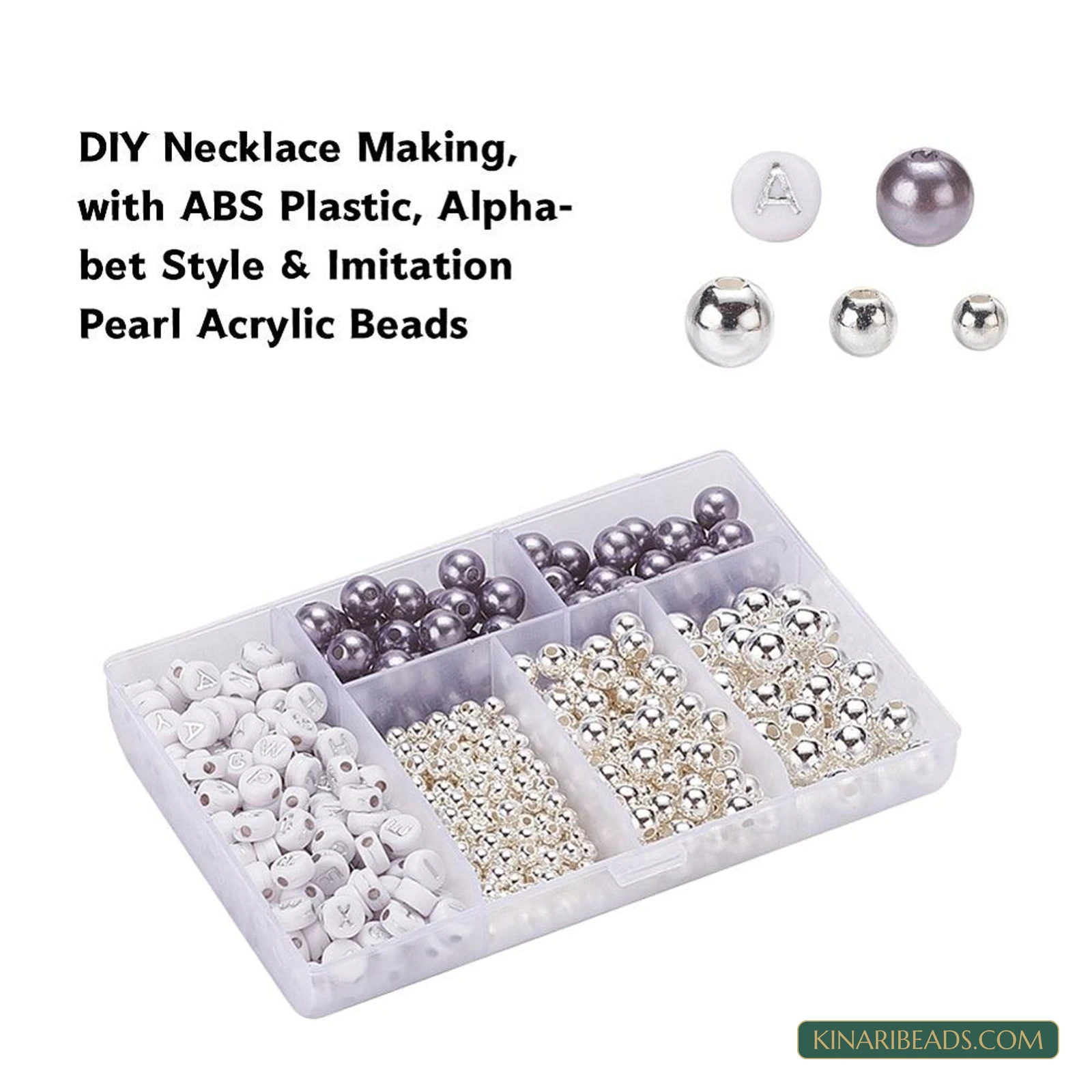 Alphabet & Pearl Beads Necklace Making Kit with Tweezers product image