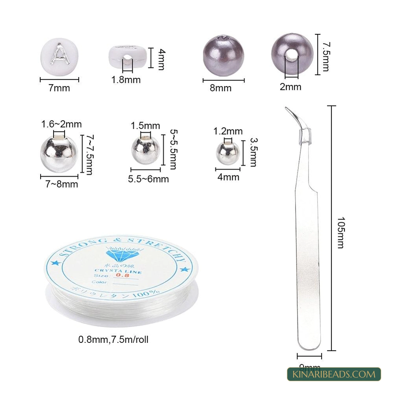 Alphabet & Pearl Beads Necklace Making Kit with Tweezers product image