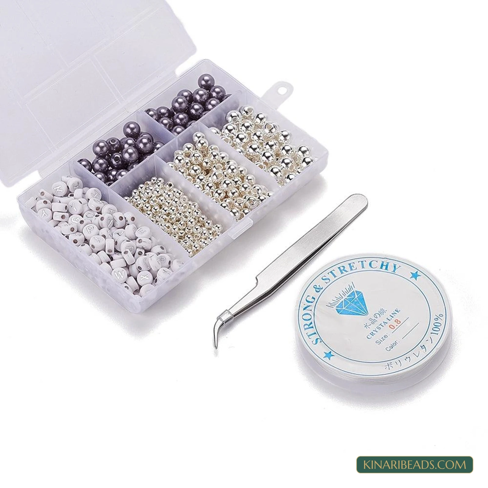 Alphabet & Pearl Beads Necklace Making Kit with Tweezers product image