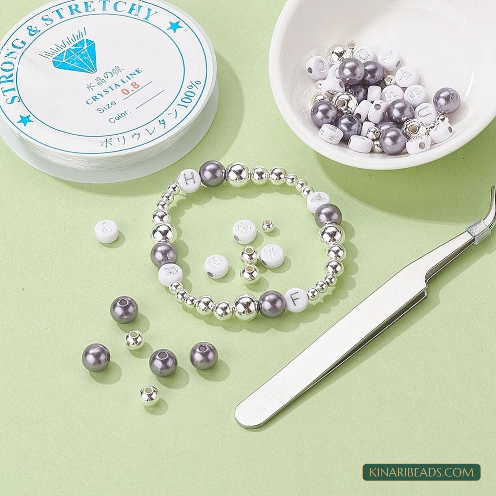 Alphabet & Pearl Beads Necklace Making Kit with Tweezers product image