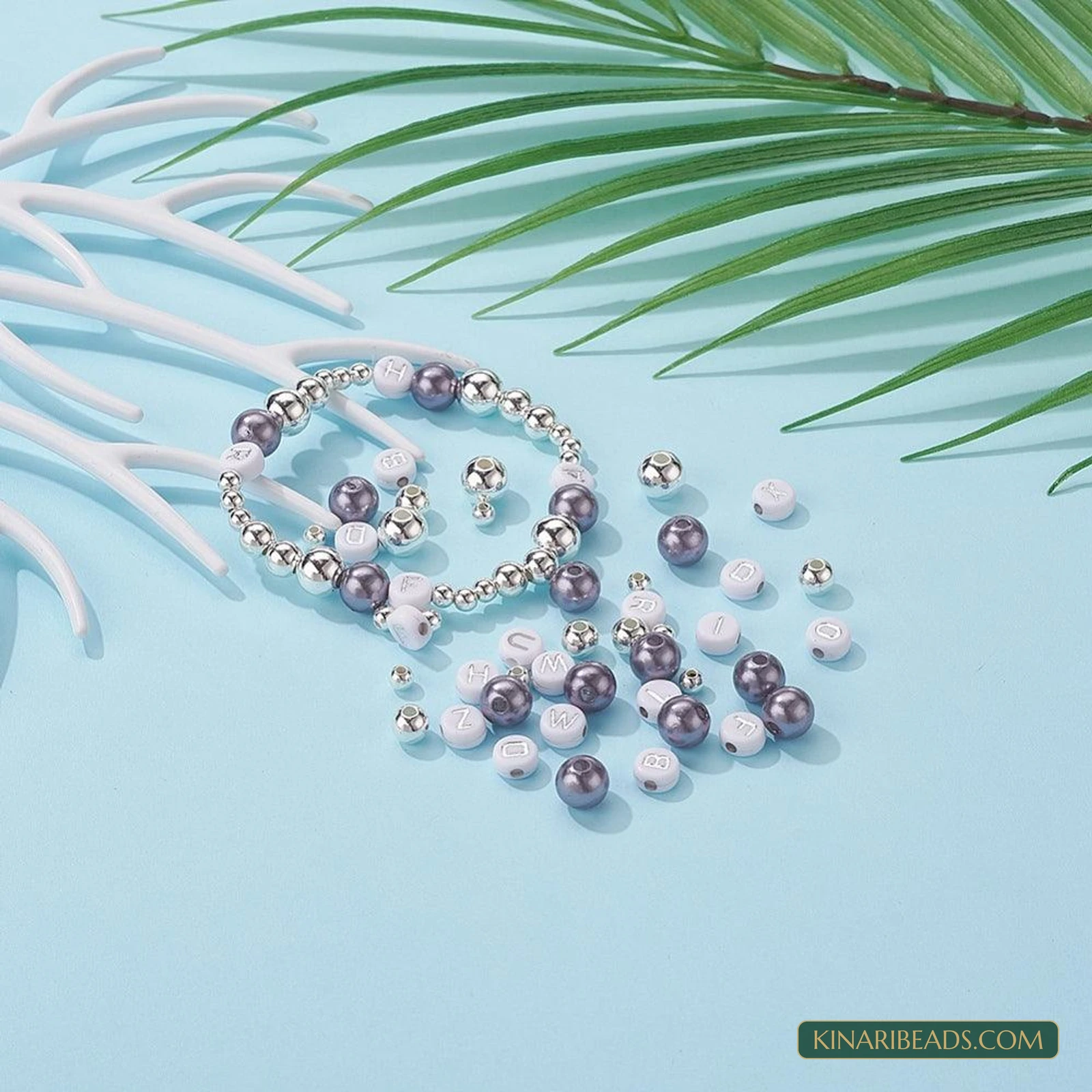 Alphabet & Pearl Beads Necklace Making Kit with Tweezers product image