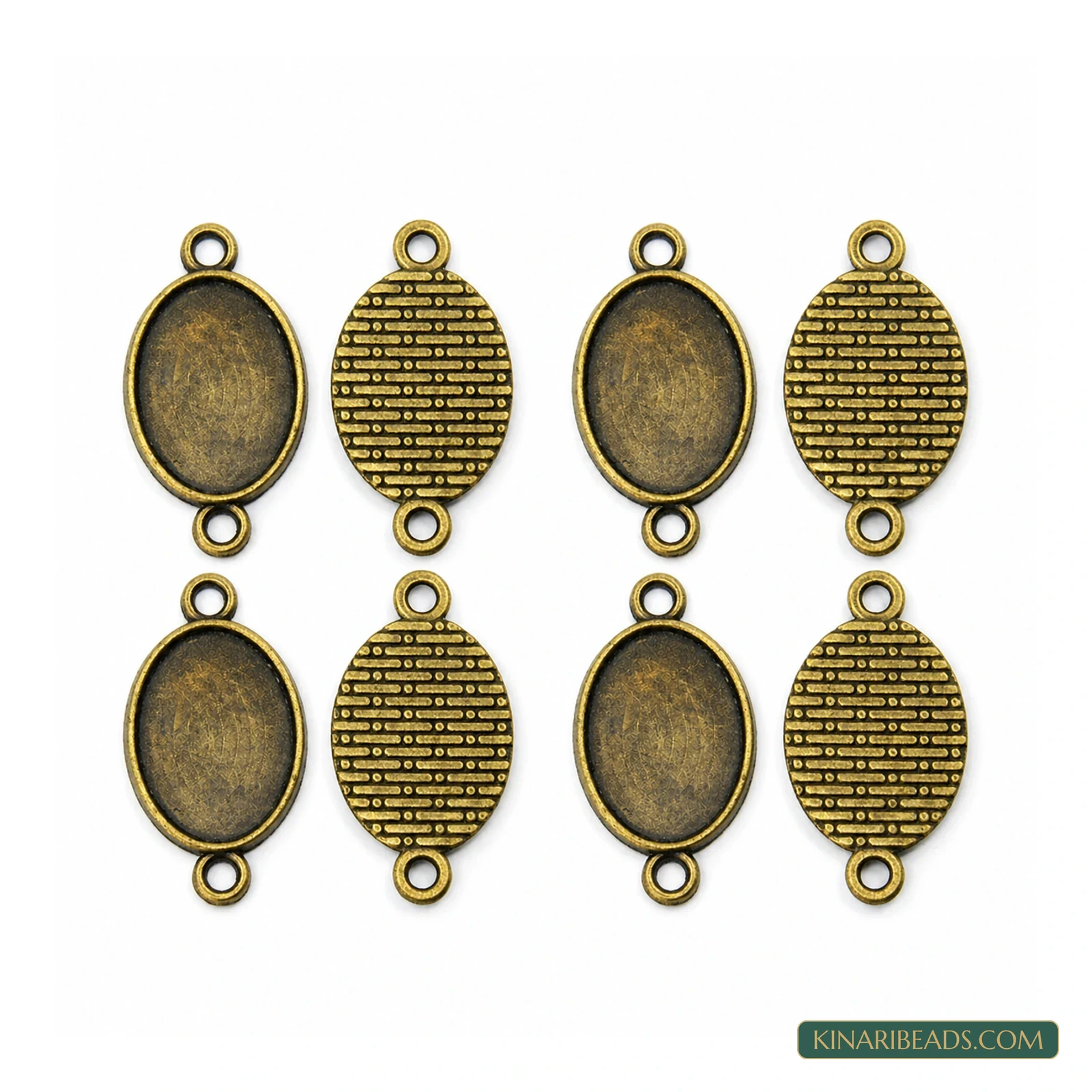 Antique Bronze Oval Cabochon Connector Trays – 15x28mm
