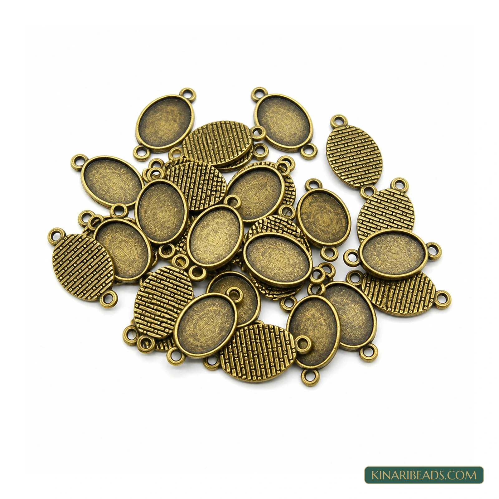 Antique Bronze Oval Cabochon Connector Trays – 15x28mm product image
