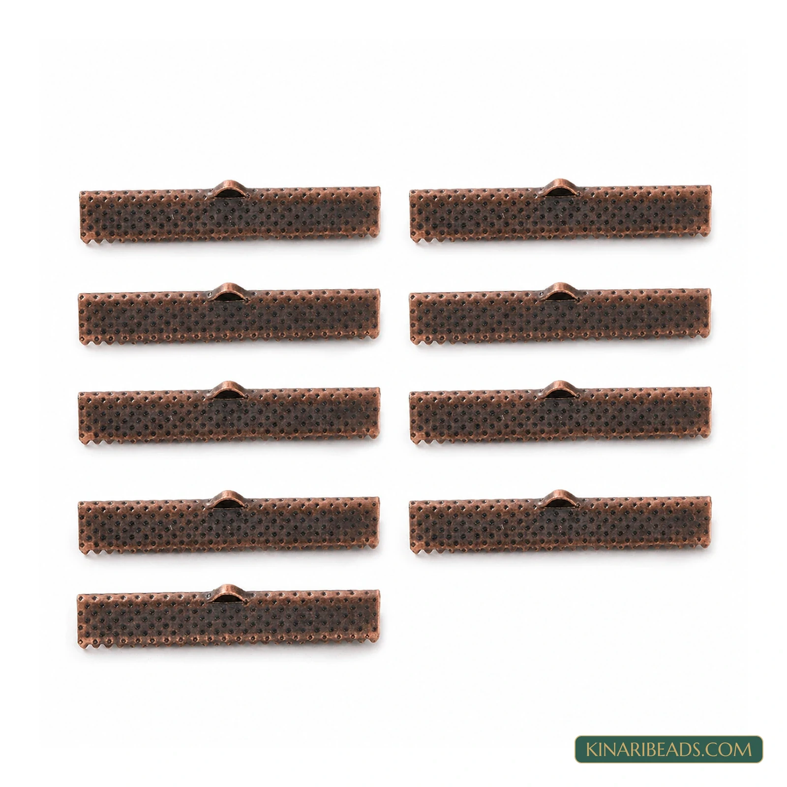 Antique Copper Ribbon Crimp Ends – 8×40mm