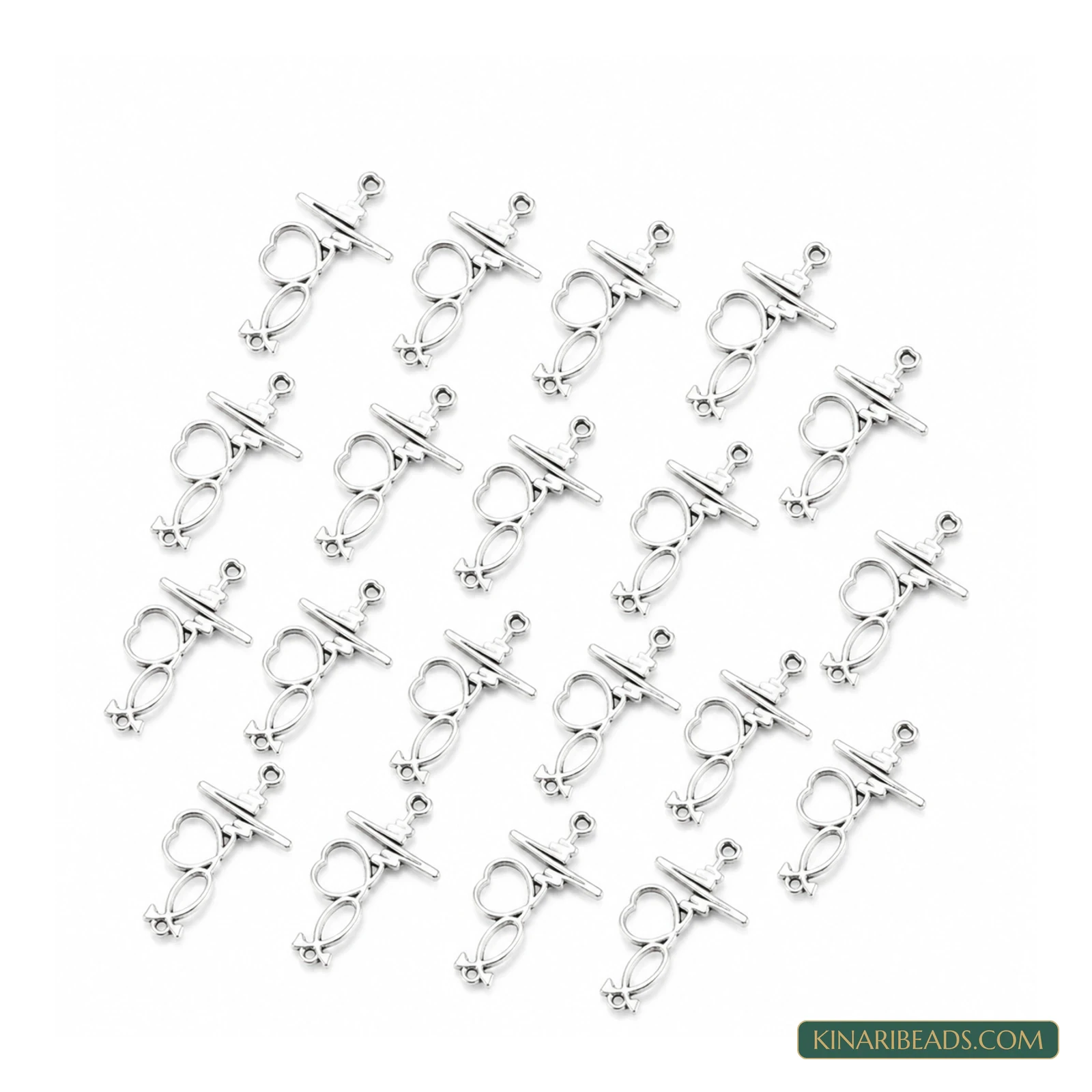 Antique Silver Tibetan Heart Connectors – 34x19mm product image