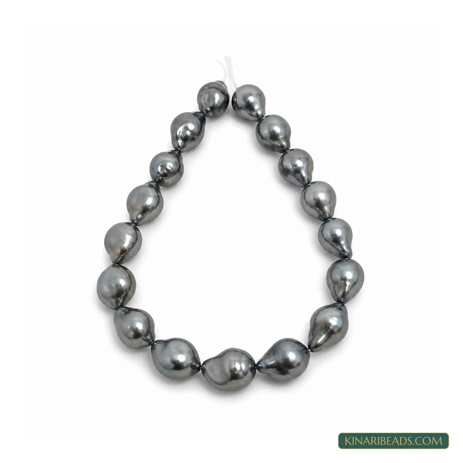 Assorted Colours Drop Baroque Pearl Beads – 17x13mm, 1 String - Grey colour