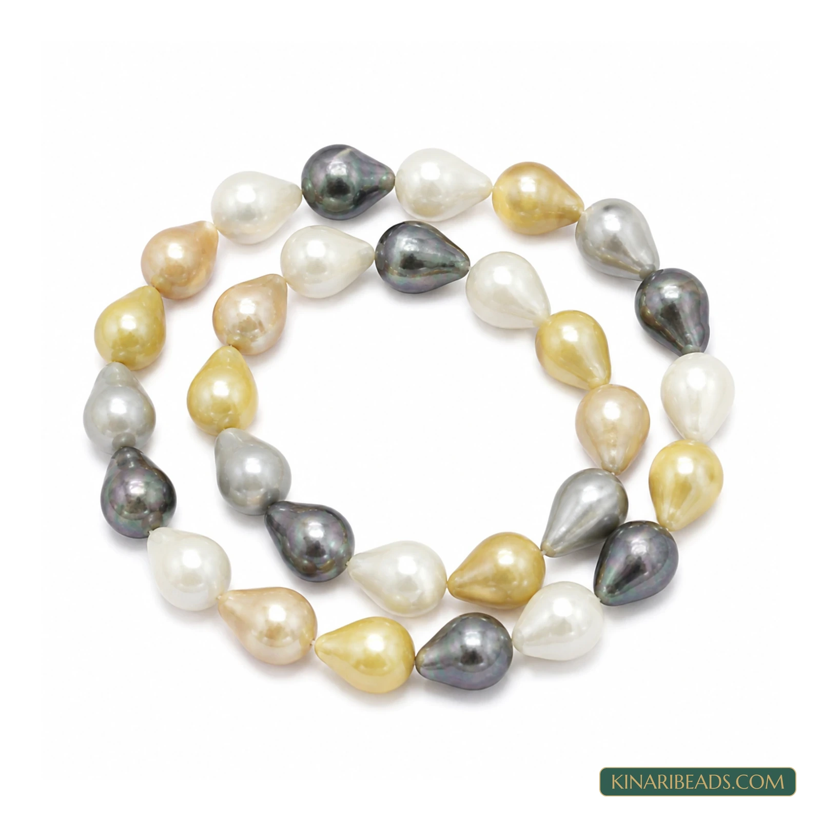 Assorted Colours Drop Baroque Pearl Beads – 17x13mm, 1 String - Multicolour colour