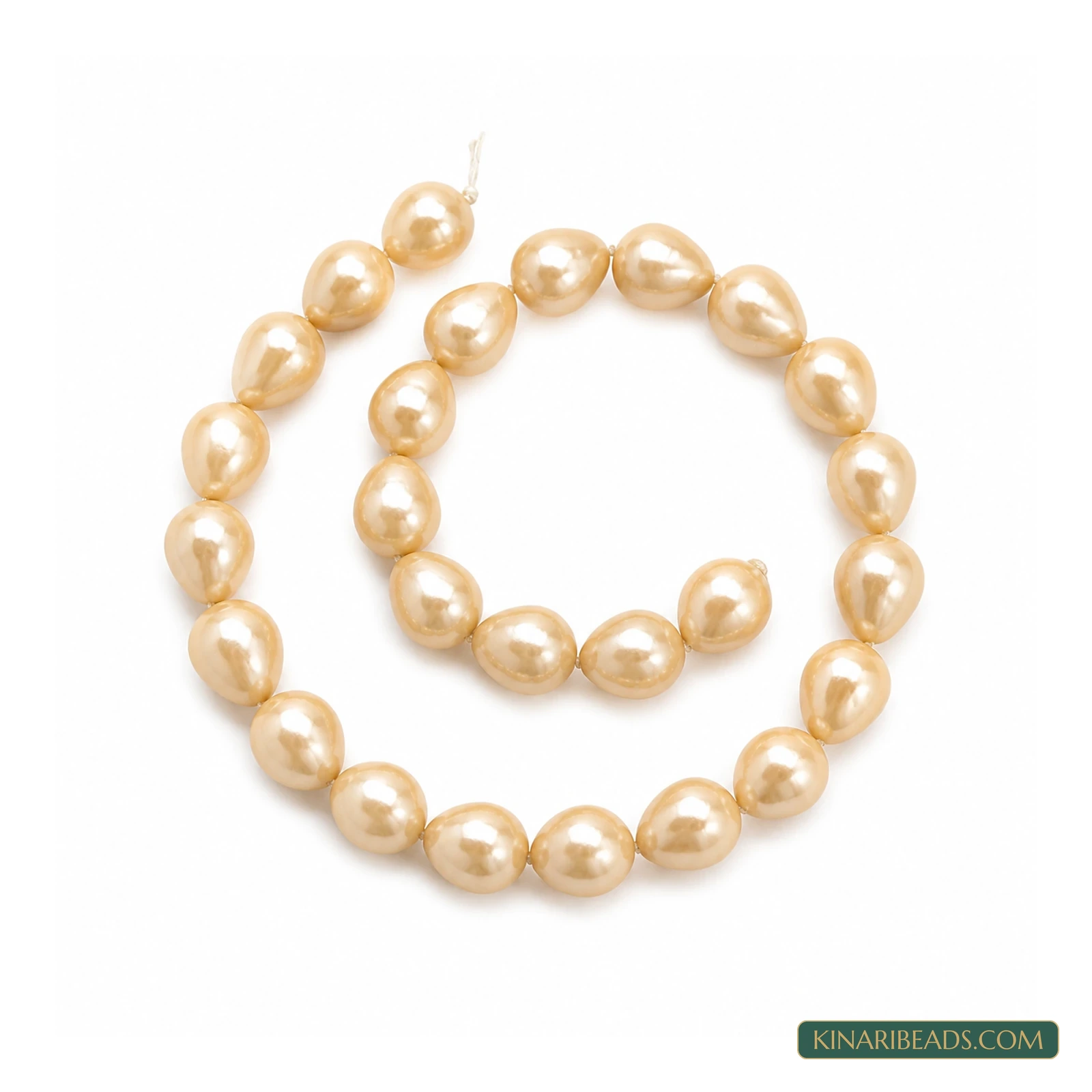 Assorted Colours Drop Baroque Pearl Beads – 17x13mm, 1 String - Peach colour