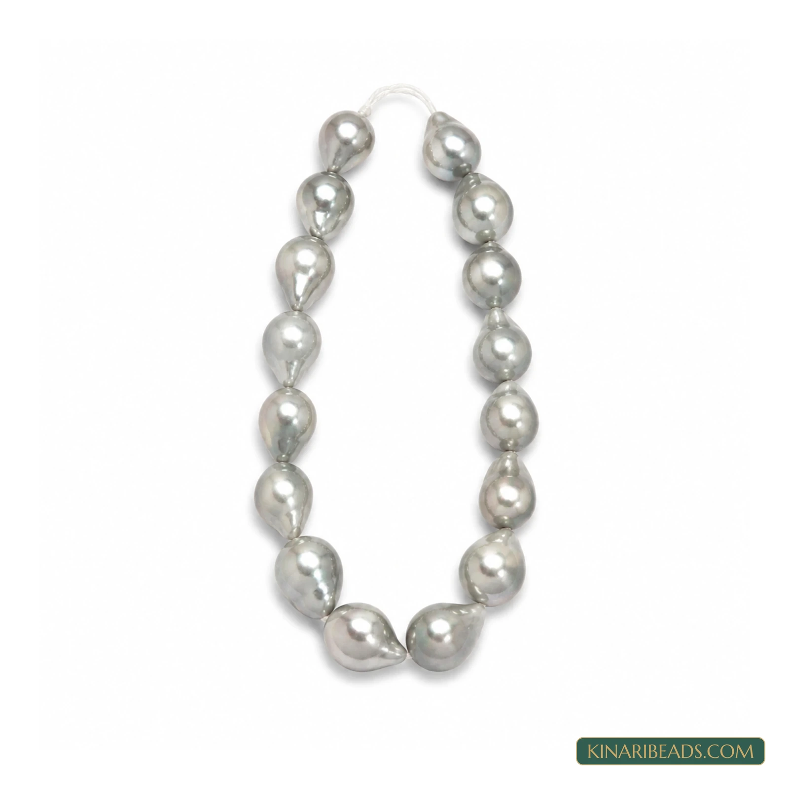Assorted Colours Drop Baroque Pearl Beads – 17x13mm, 1 String - Silver colour