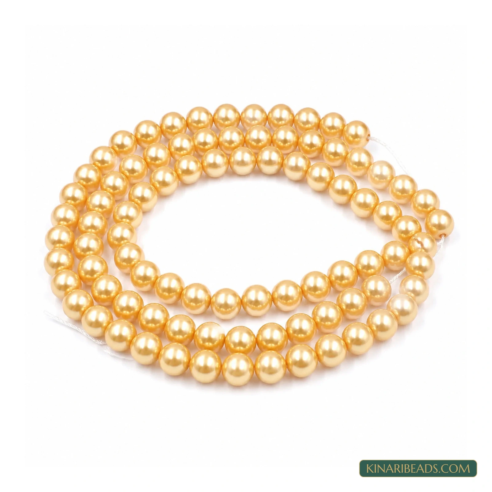 Assorted Colours Round Glass Pearl Beads – 6mm, 32-Inch String - Peach colour