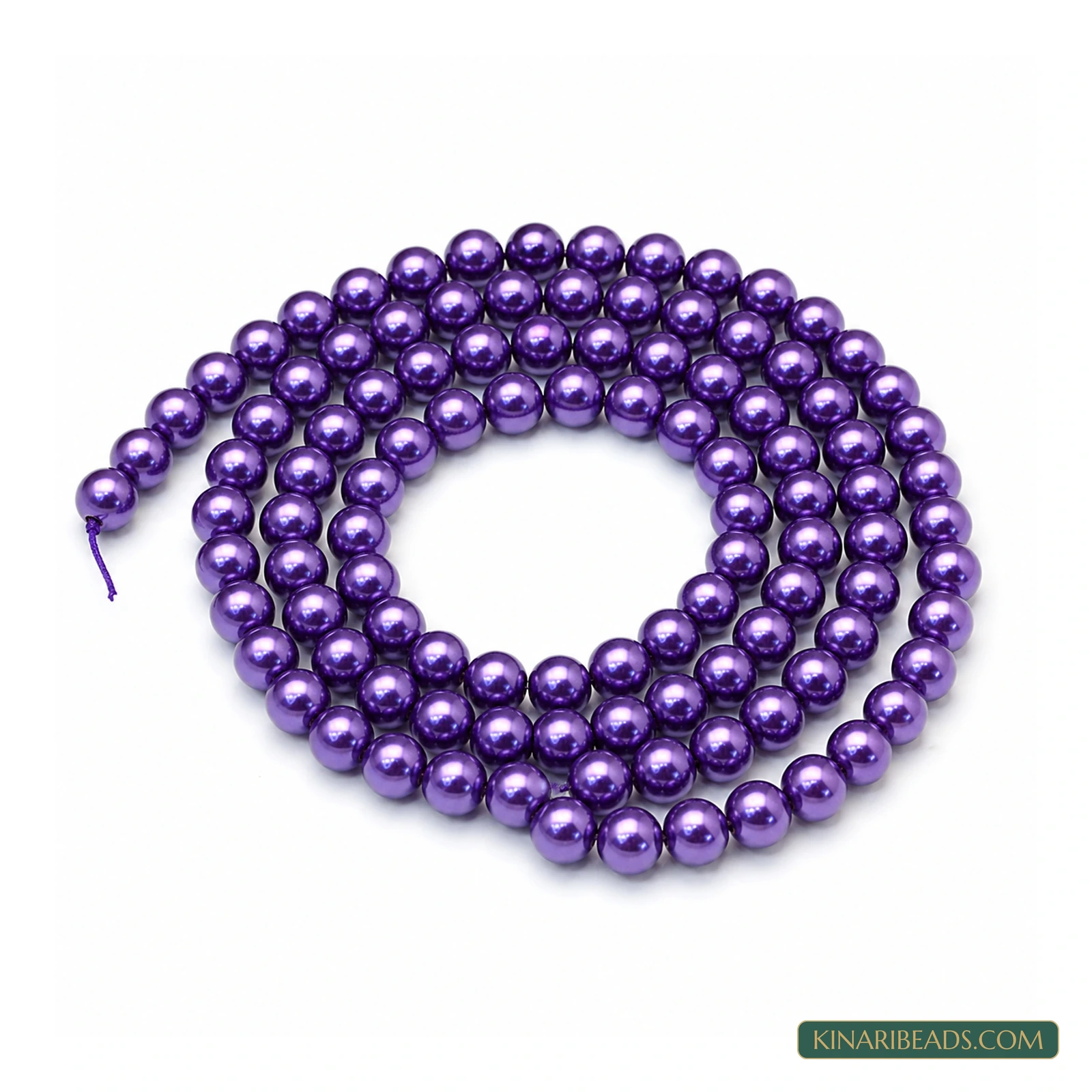 Assorted Colours Round Glass Pearl Beads – 6mm, 32-Inch String - Purple colour