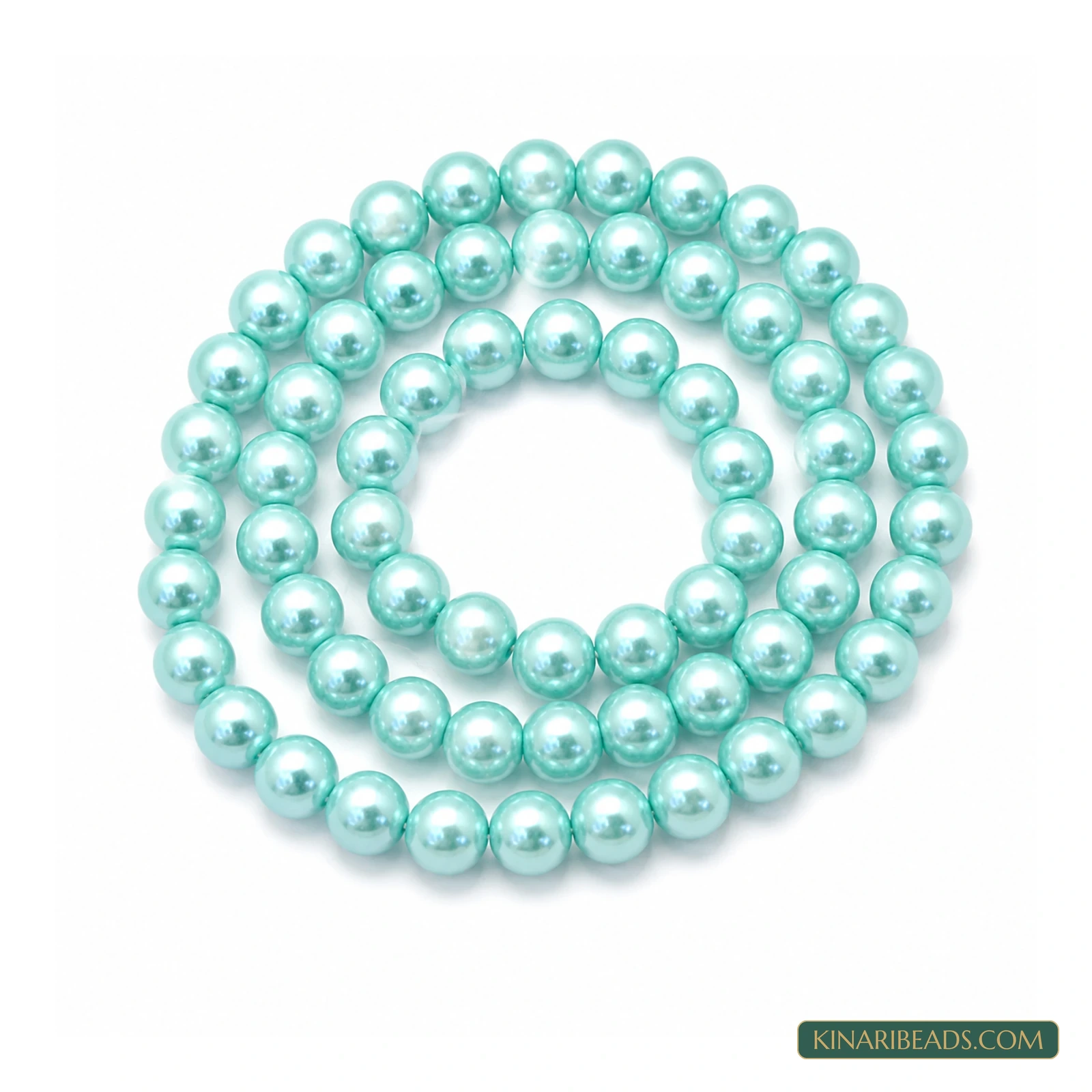 Assorted Colours Round Glass Pearl Beads – 6mm, 32-Inch String - Turquoise colour