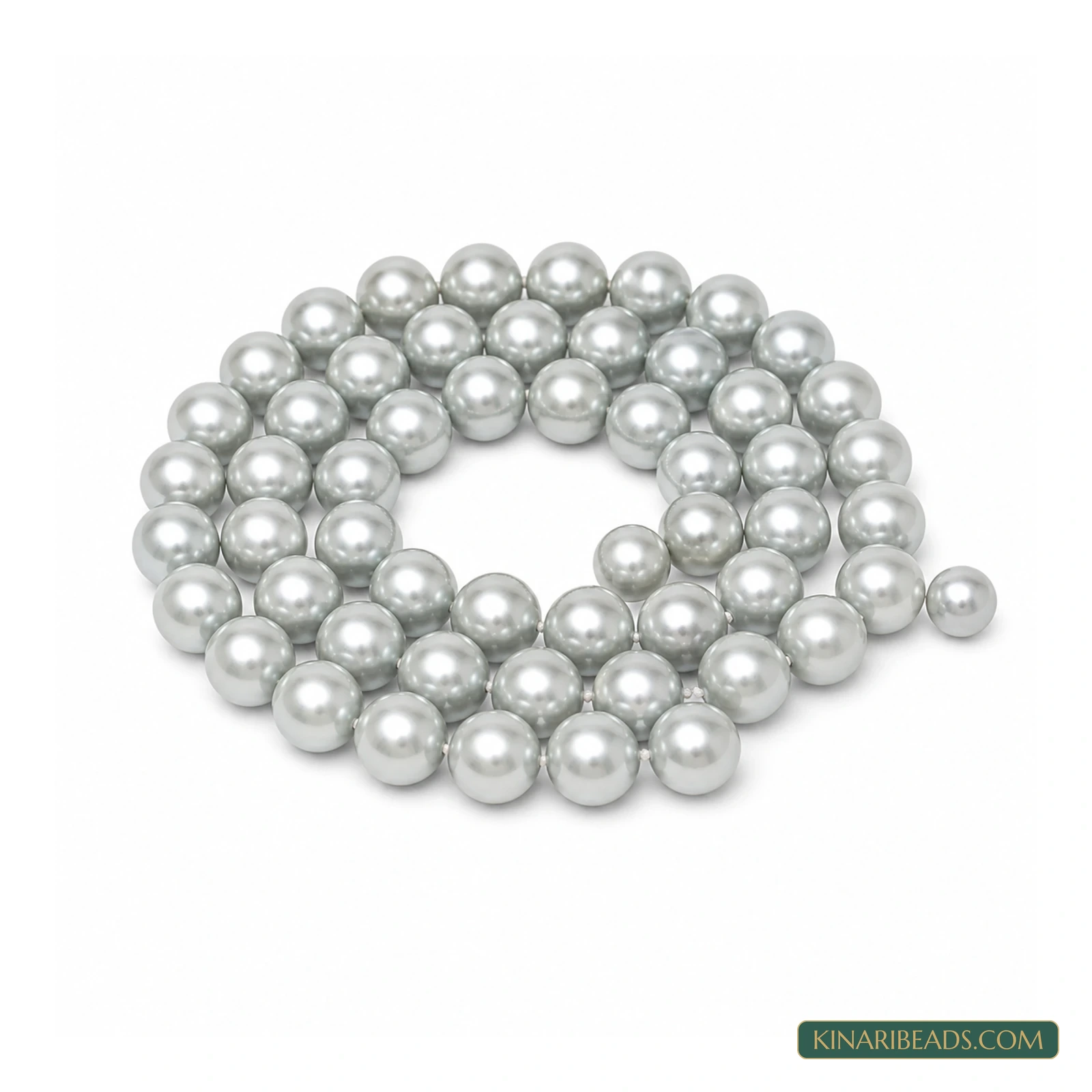 Assorted Colours Round Shell Pearl Beads – 10mm, 1 String - Silver colour