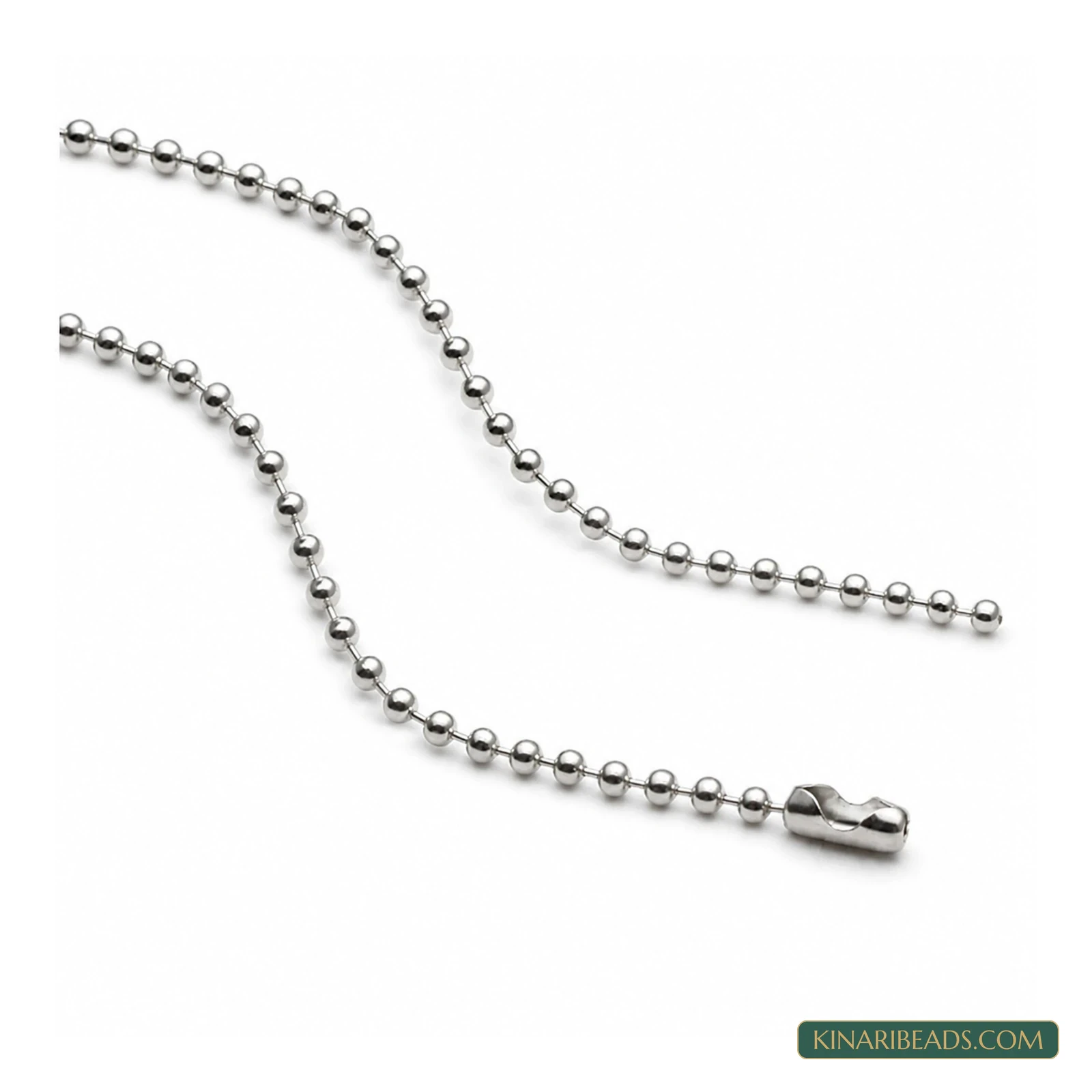 Ball Tag Chains with Connector Clasp – 2mm, Pack of 100 - Silver colour
