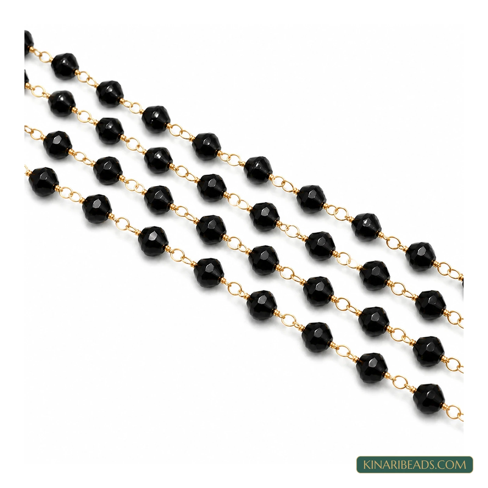 Black Bicone Glass Beaded Chain – 5mm