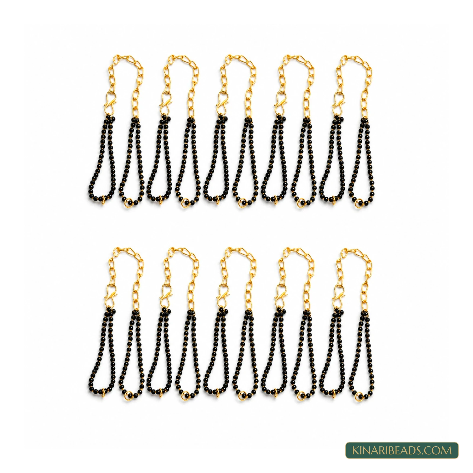 Black Seed Bead Bracelet Extender Connectors – Pack of 10