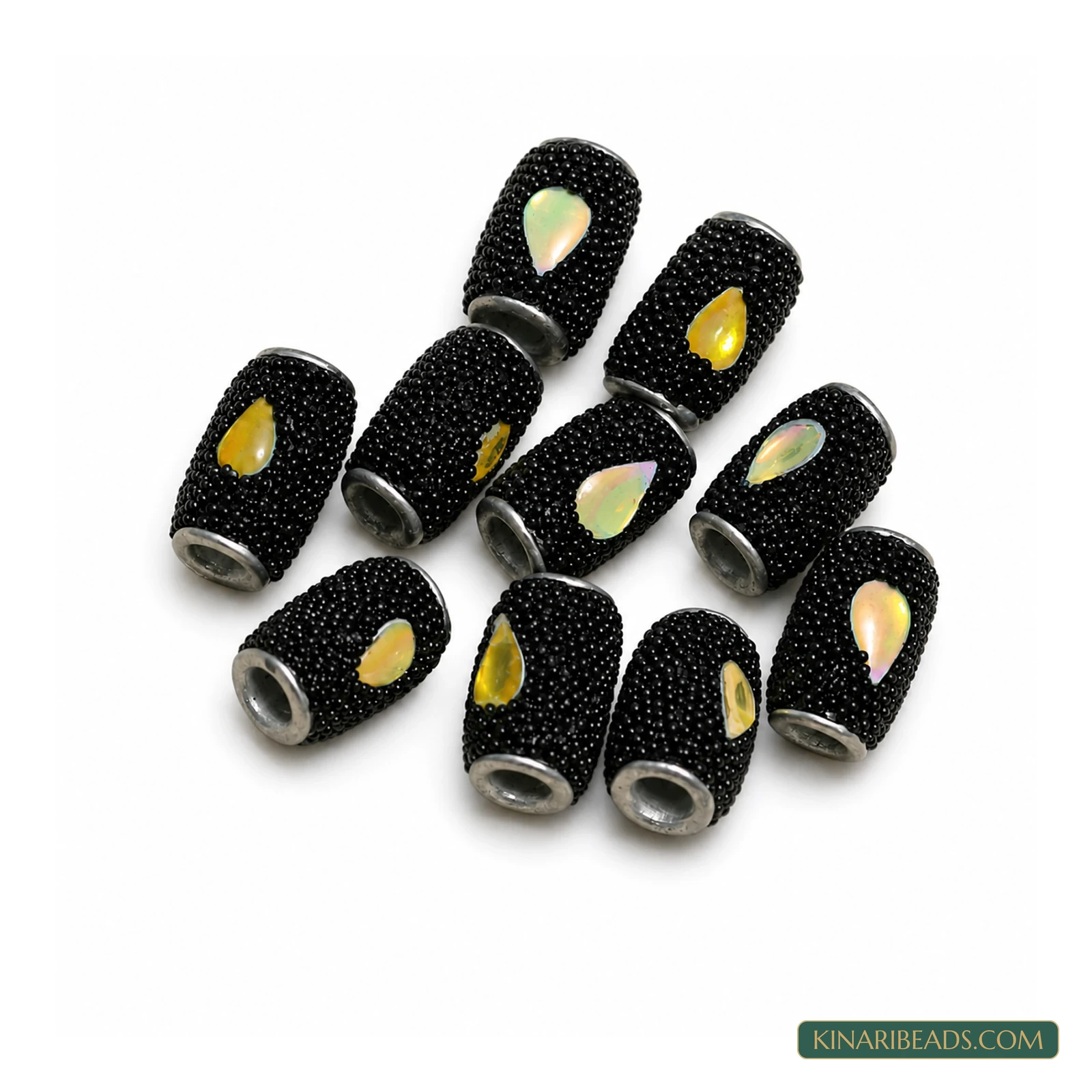 Black Teardrop Tube Lac Beads 15x10mm – 10 Pcs