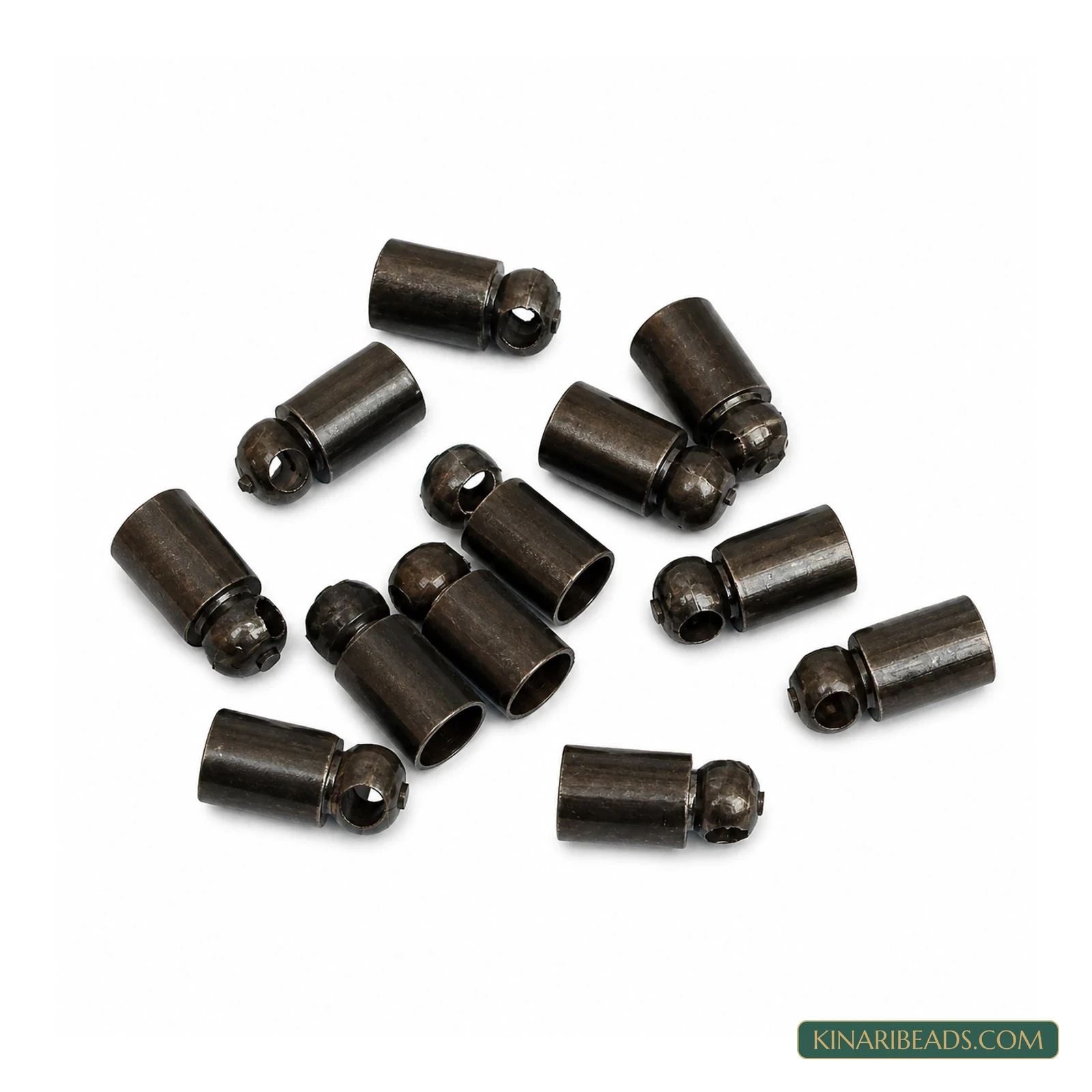 Black Textured Brass Cord End Caps – 8×4mm product image