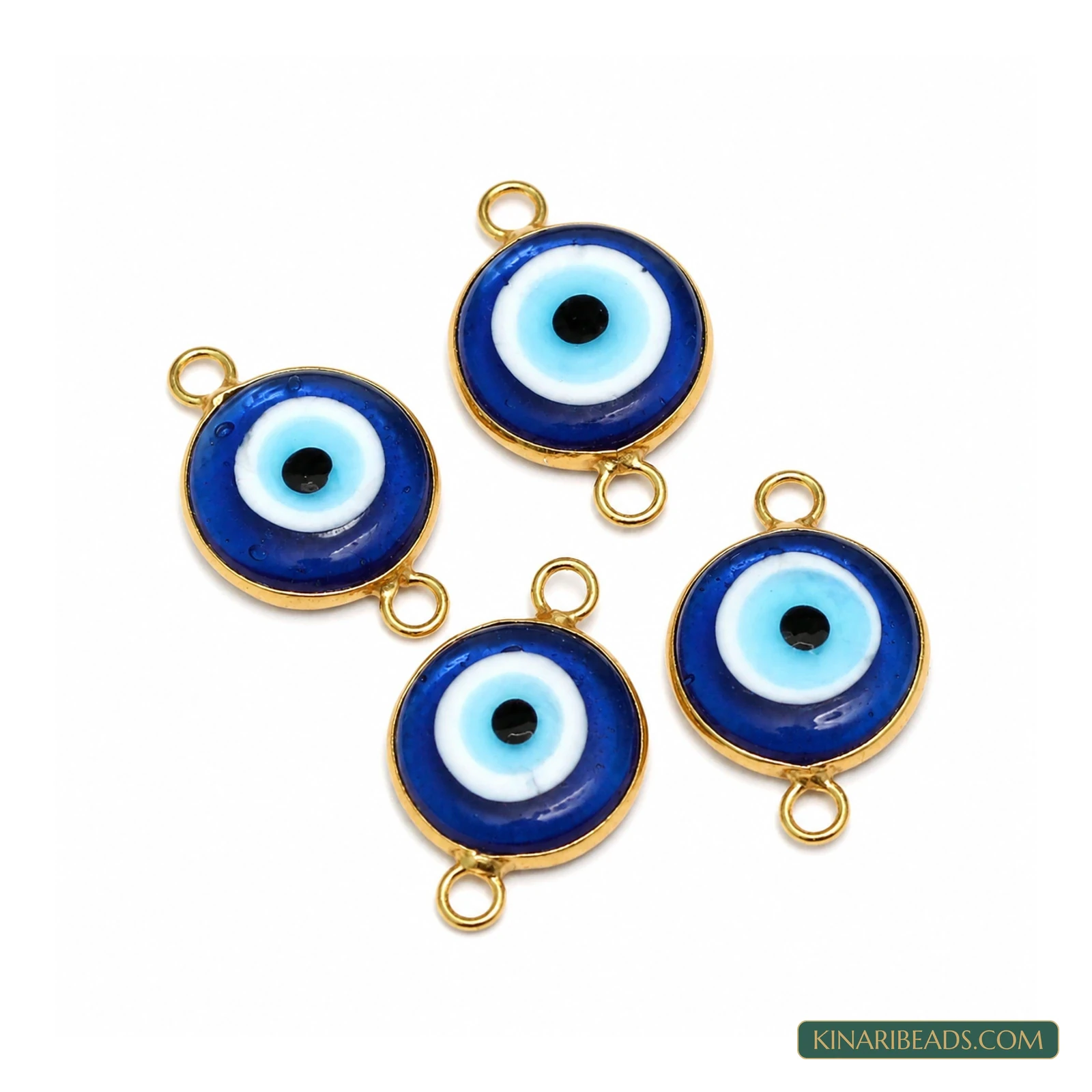 Blue Evil Eye Round Link Connectors – 16mm