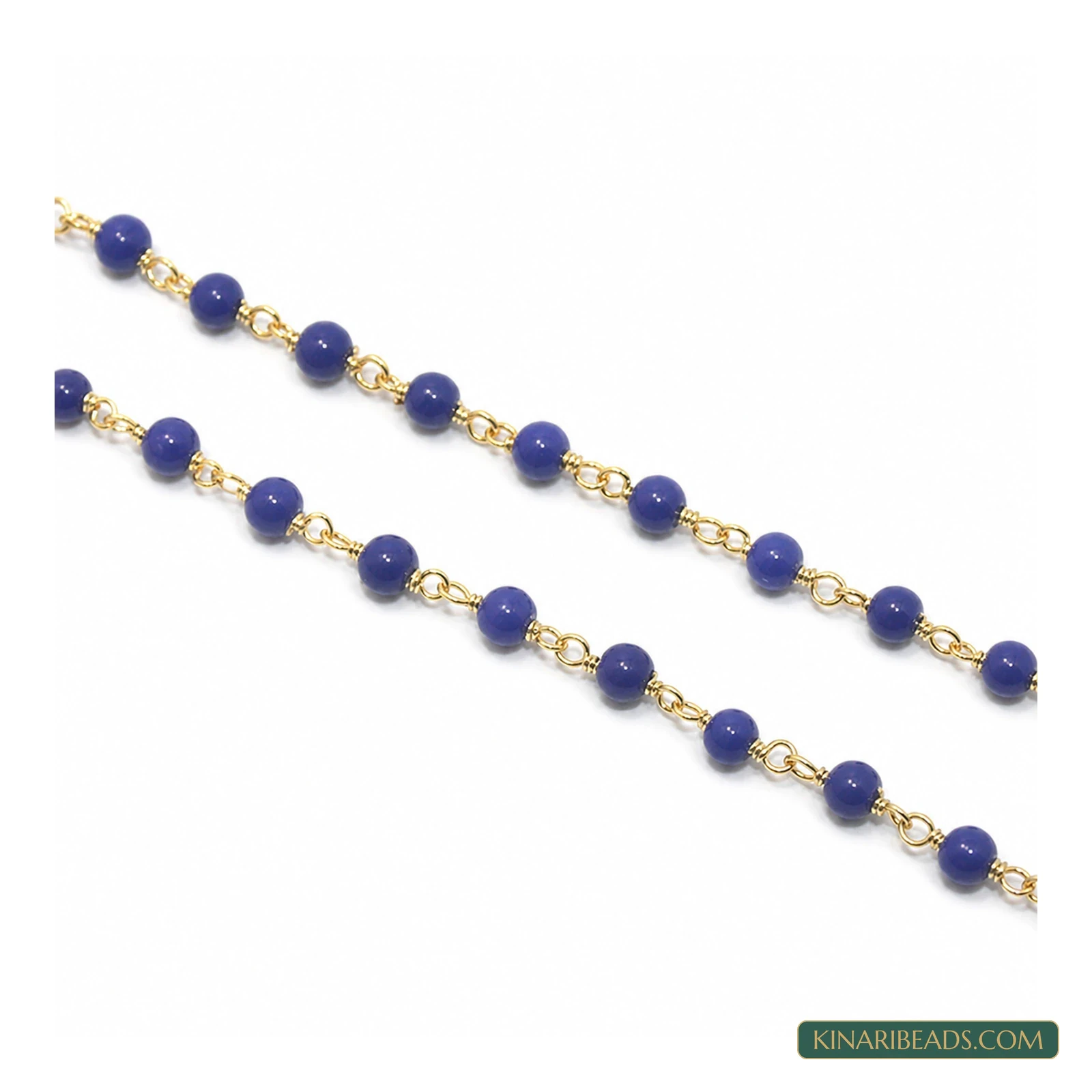 Blue Glass Bead Chain – 3mm, 1m