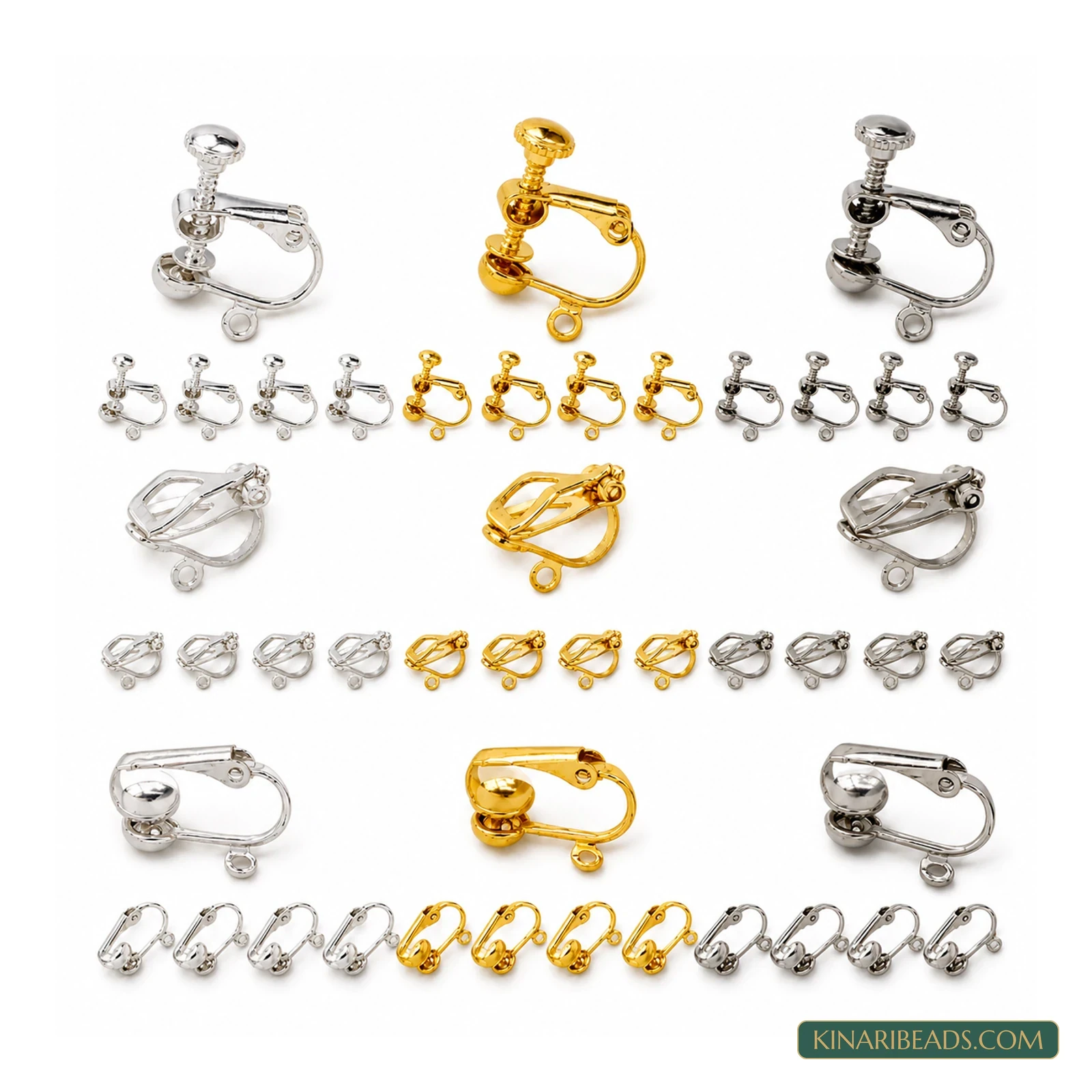 Brass and Iron Clip-On Earring Findings – 18 Pack