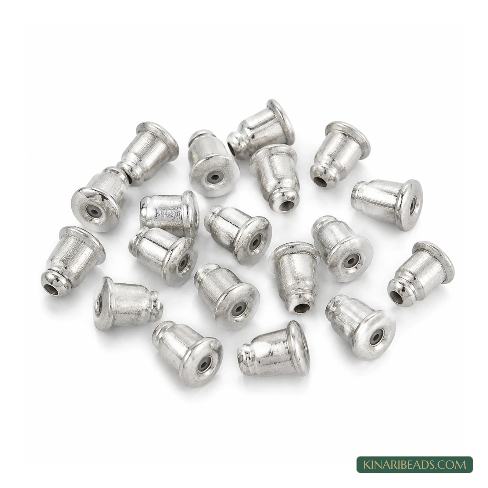 Brass Bullet Earring Backs – 5mm, 20 Pack - Silver colour