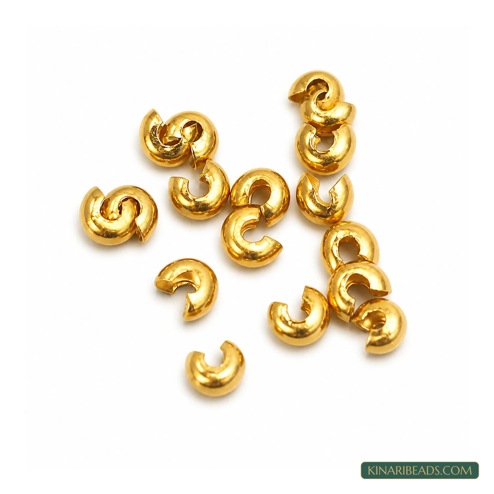 Brass Crimp Bead Covers – 5–6mm, 100 Pack